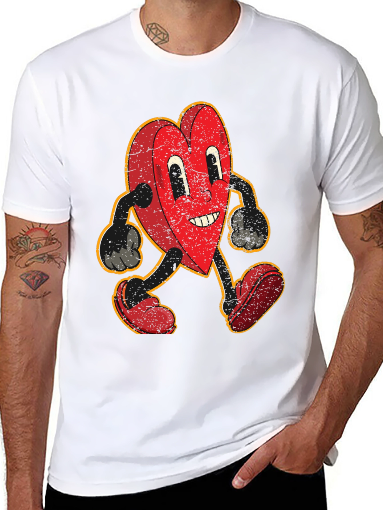 Retro Heart Cartoon Graphic T-Shirt