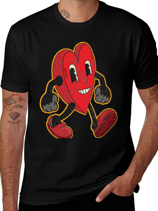 Retro Heart Cartoon Graphic T-Shirt