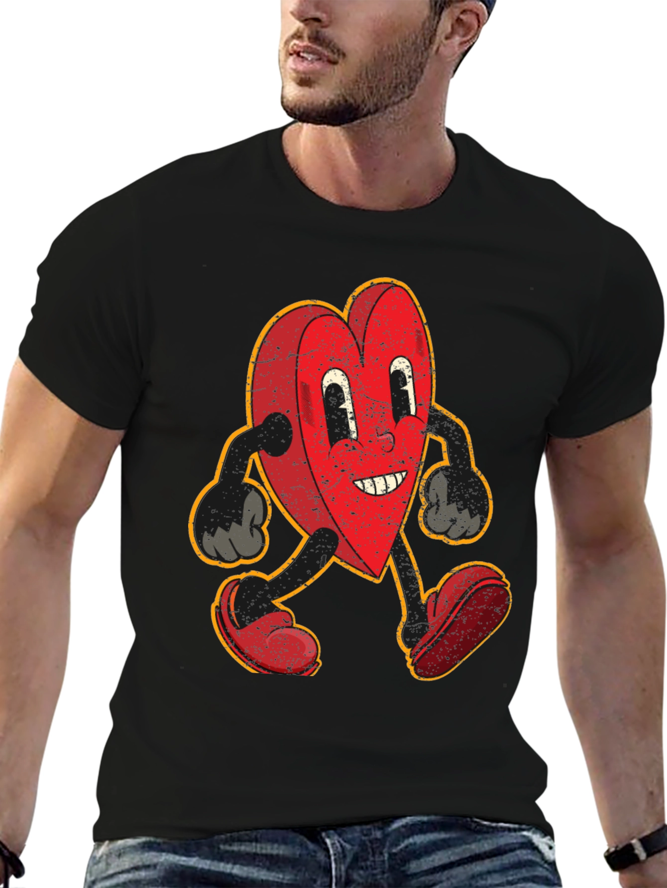 Retro Heart Cartoon Graphic T-Shirt