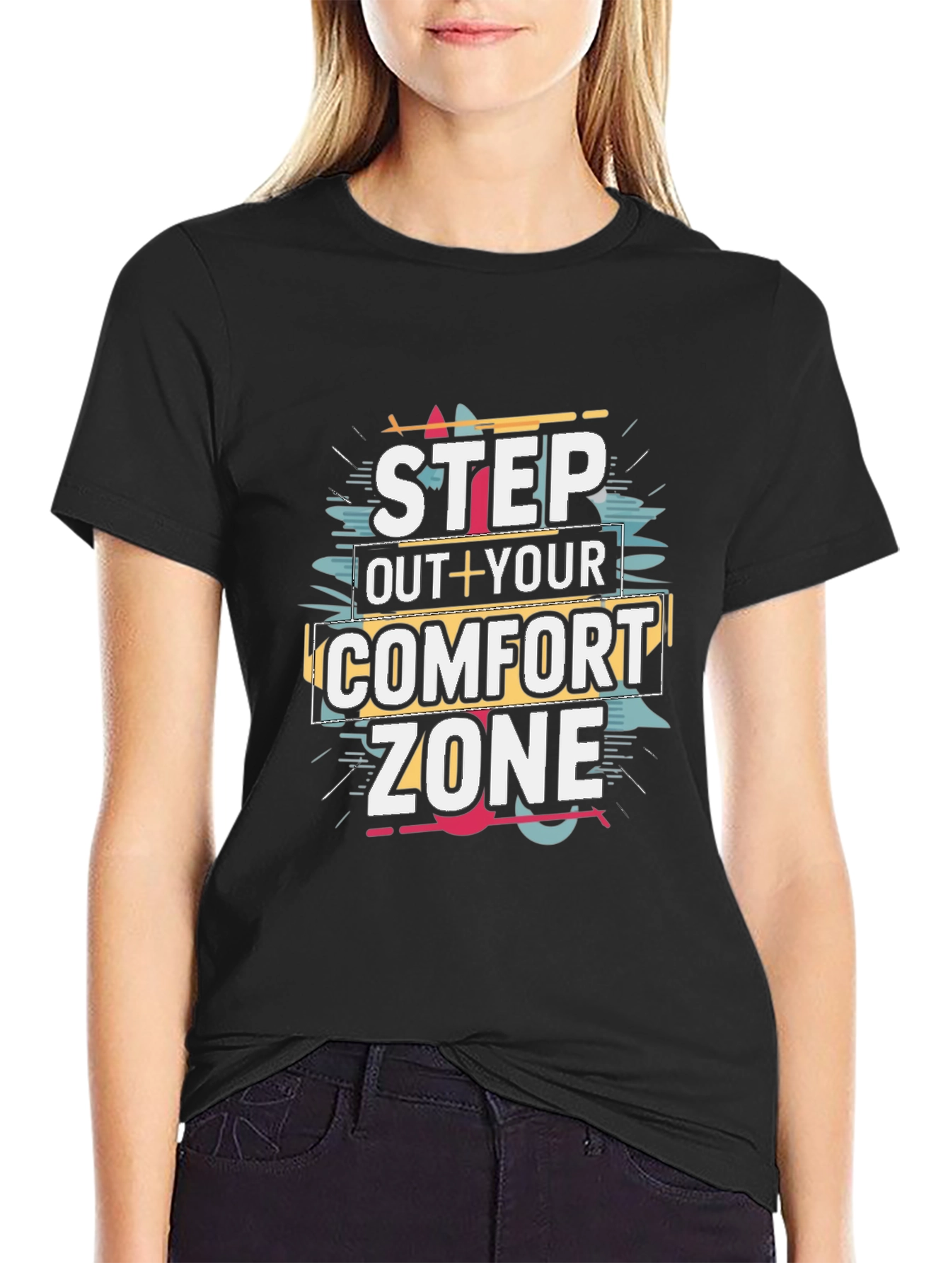 Step Out Comfort Zone Black T-Shirt