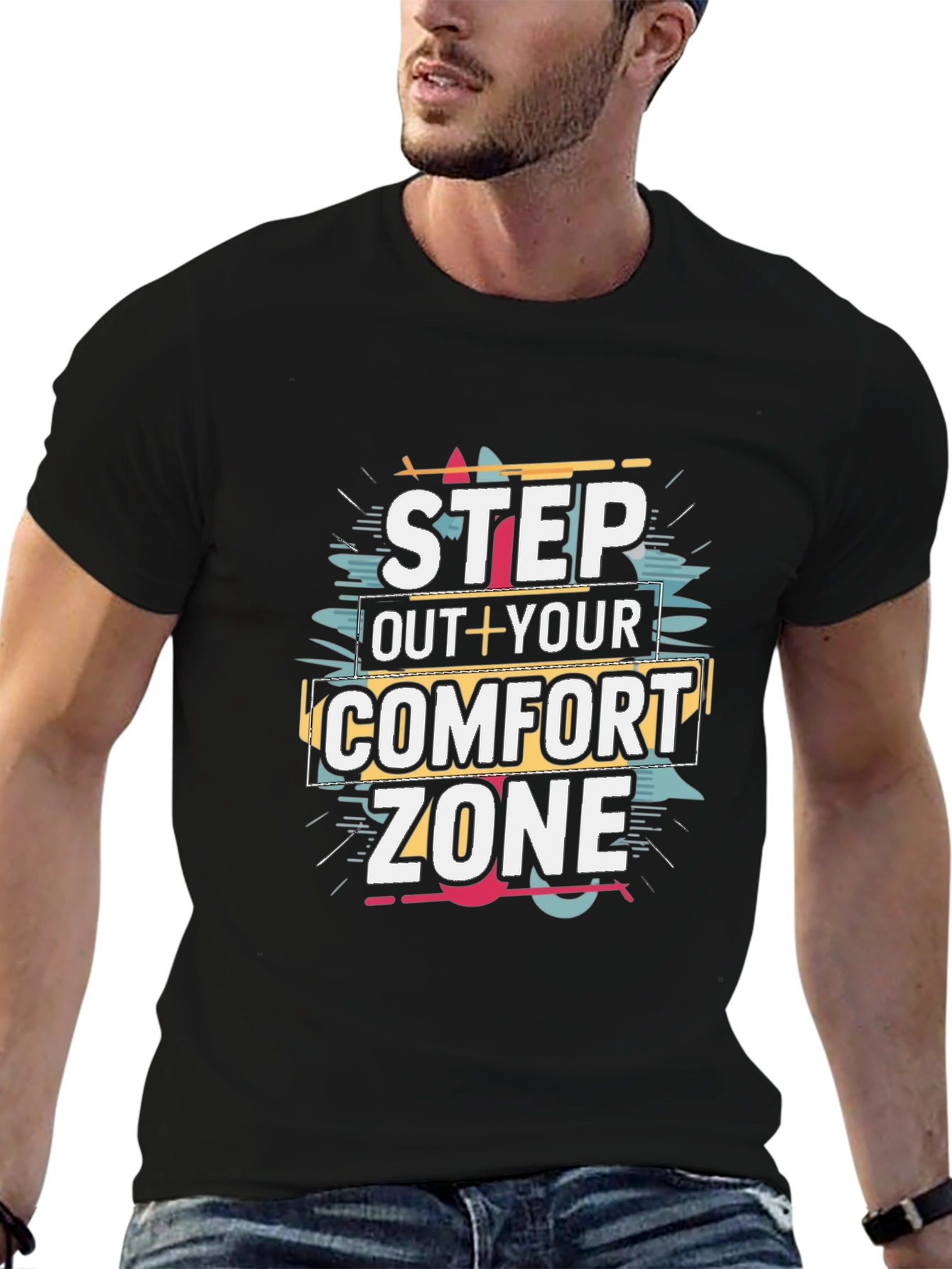 Step Out Comfort Zone Black T-Shirt