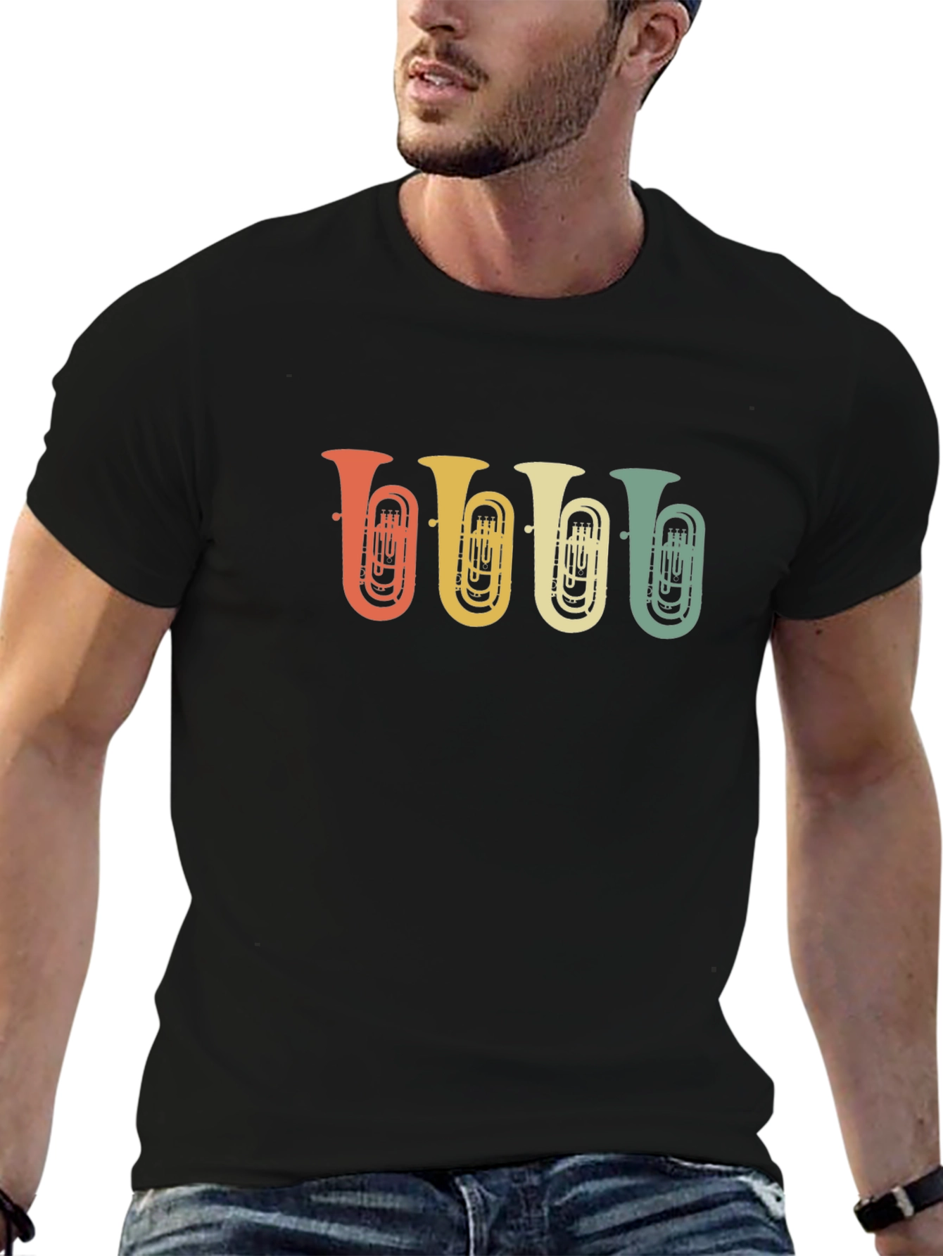 Retro Tuba Graphic Tee - Musical Instrument Shirt