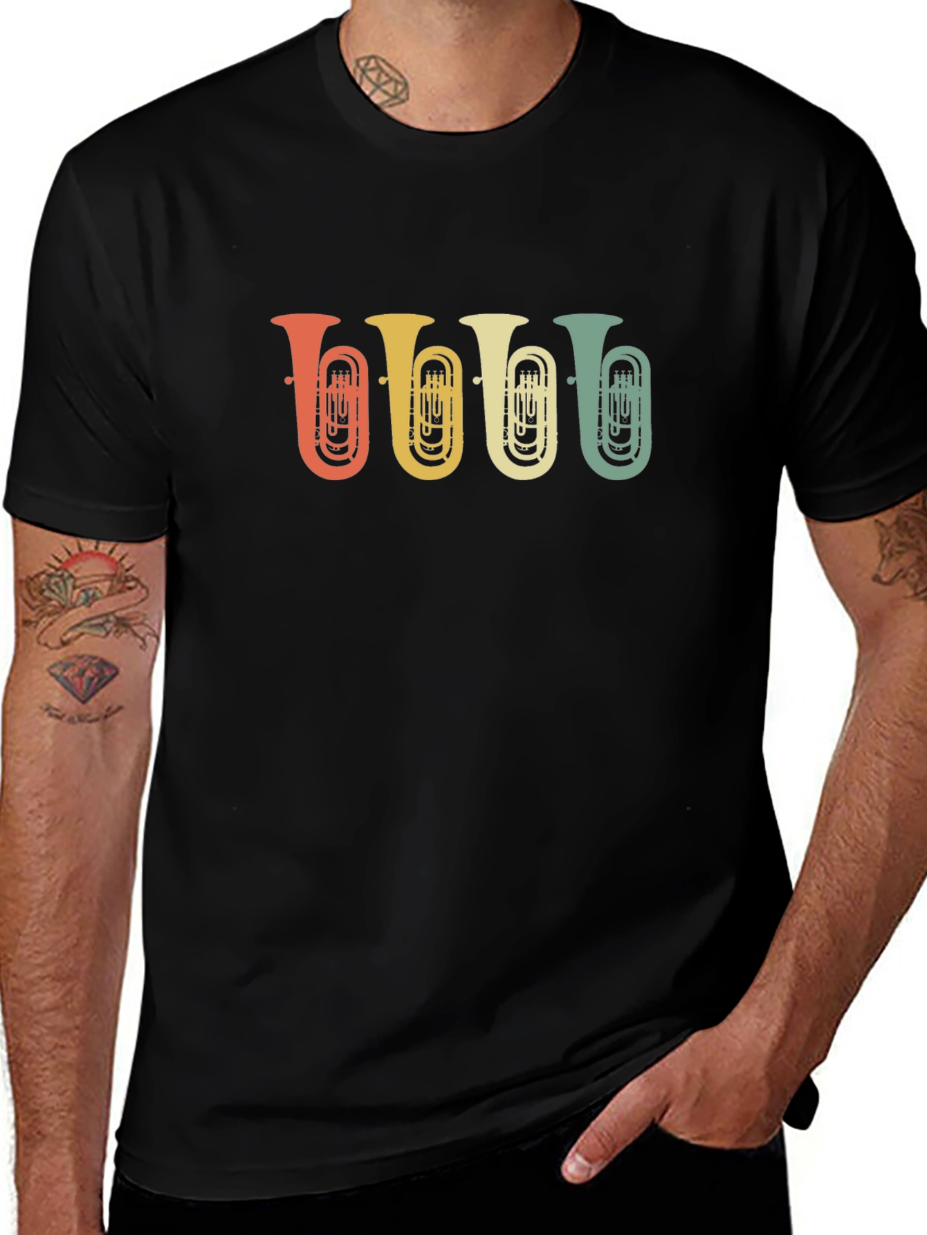 Retro Tuba Graphic Tee - Musical Instrument Shirt