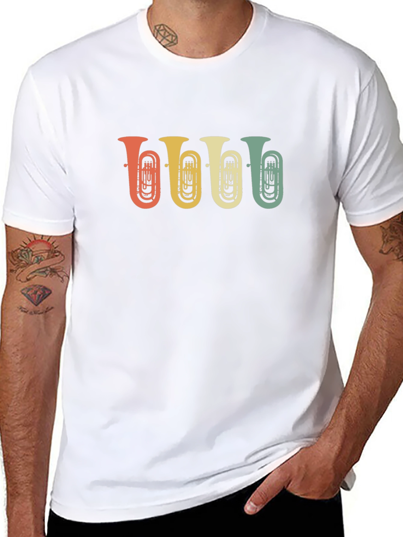 Retro Tuba Graphic Tee - Musical Instrument Shirt