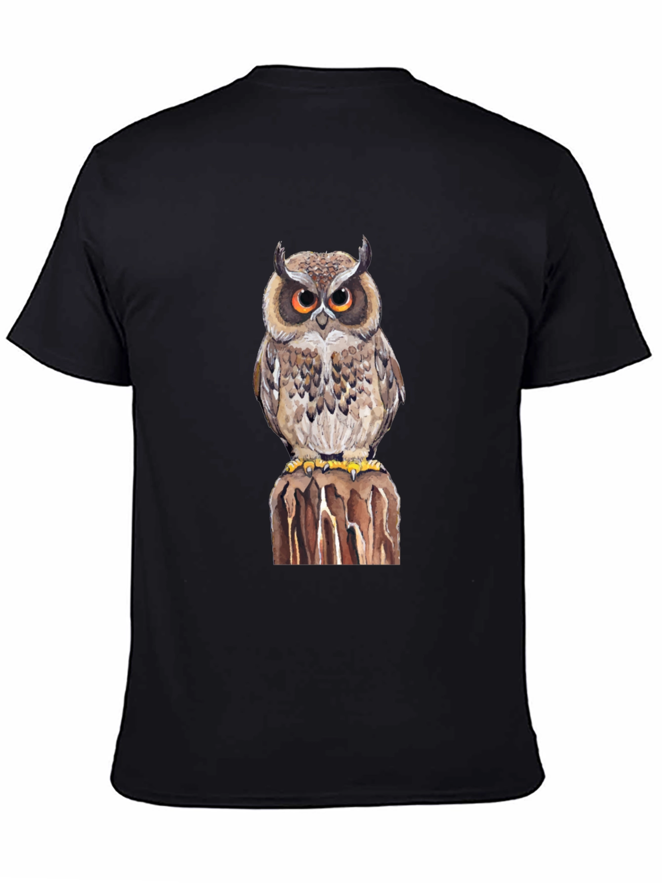 Owl Graphic Print Black T-Shirt