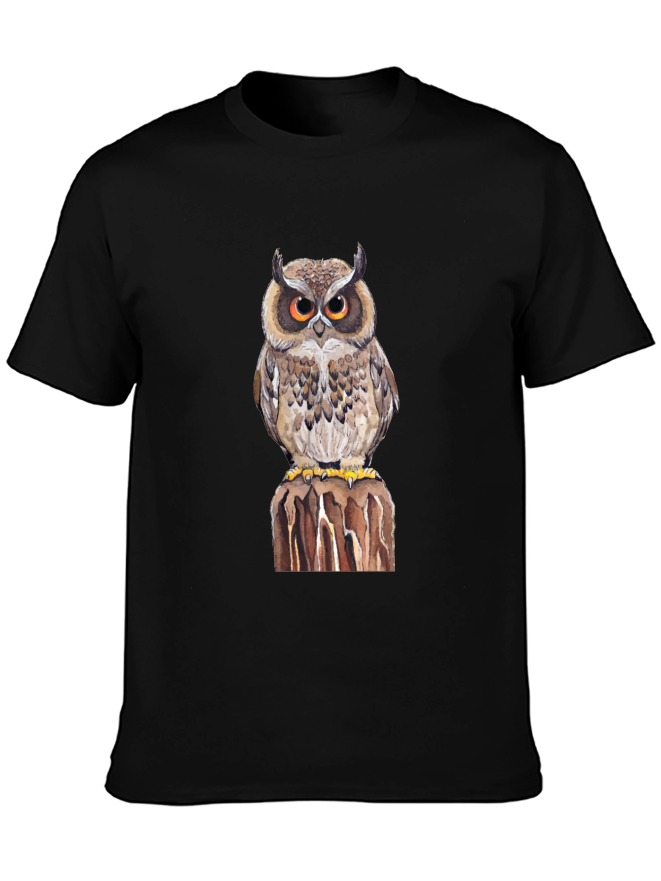 Owl Graphic Print Black T-Shirt