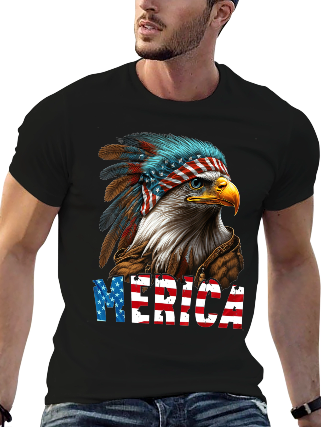 Patriotic Eagle Merica Graphic T-Shirt