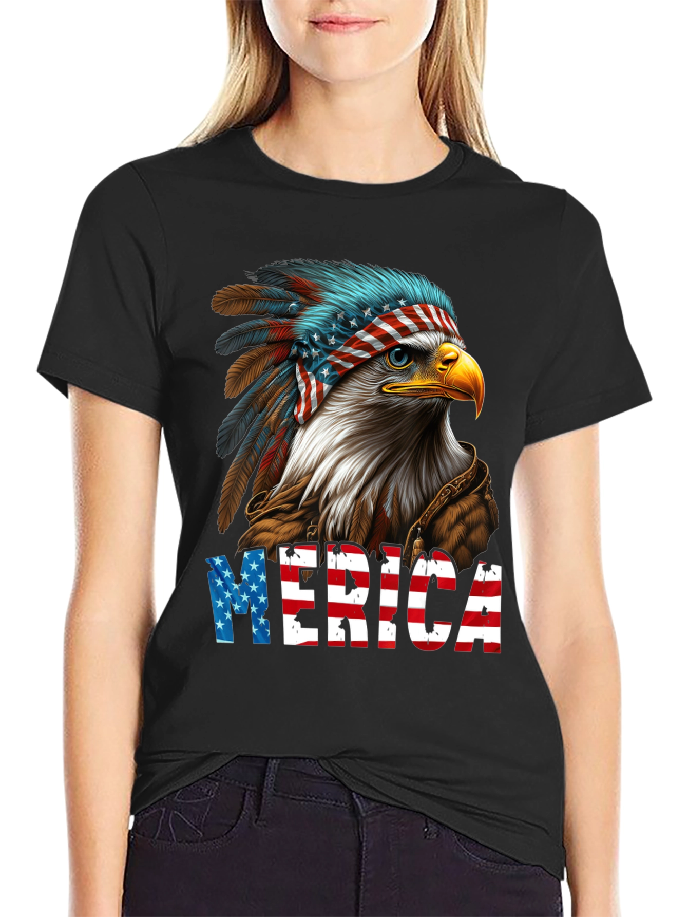 Patriotic Eagle Merica Graphic T-Shirt