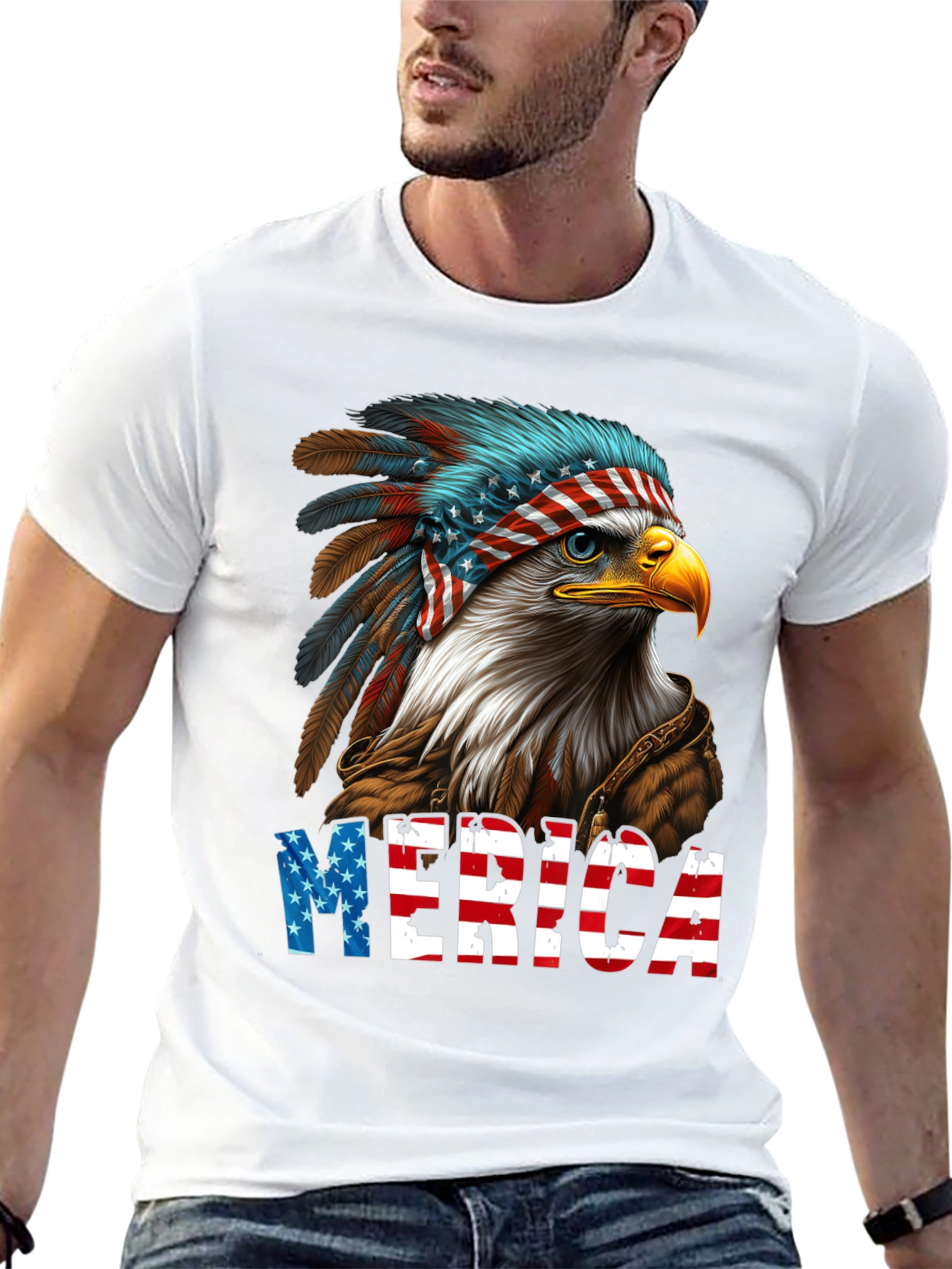 Patriotic Eagle Merica Graphic T-Shirt