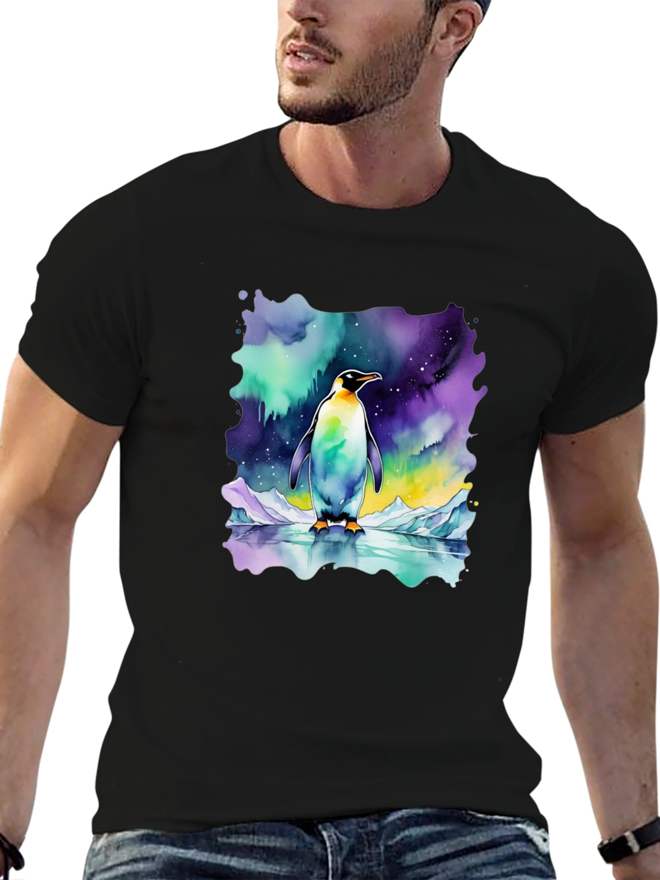 Northern Lights Penguin Graphic Tee