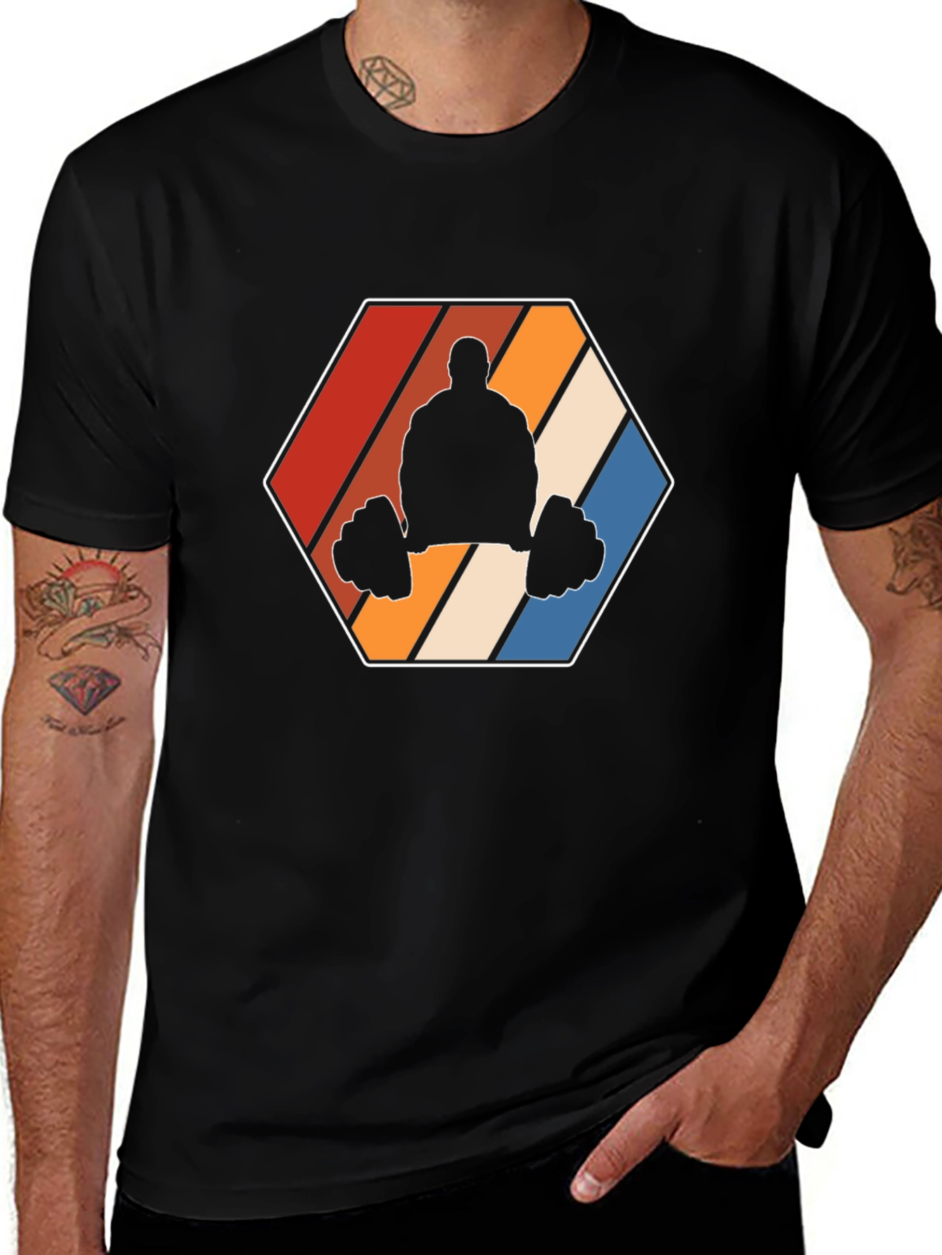Retro Gym T-Shirt - Weightlifting Silhouette