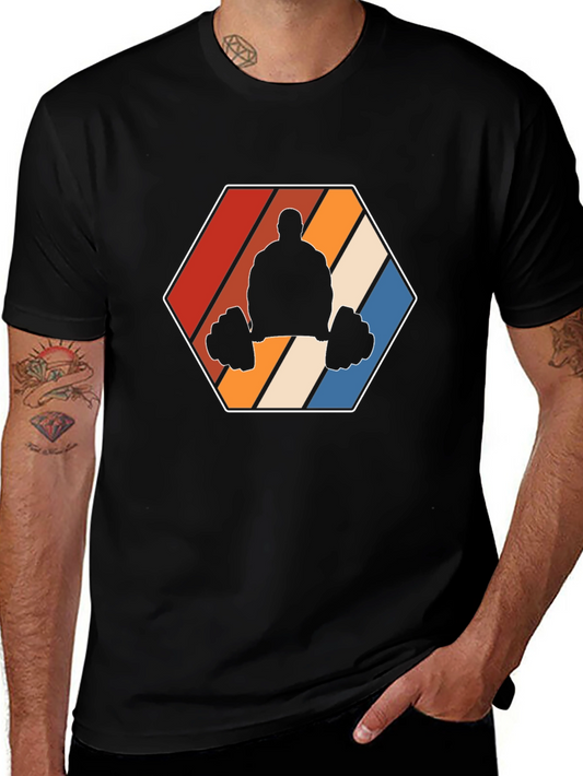 Retro Gym T-Shirt - Weightlifting Silhouette