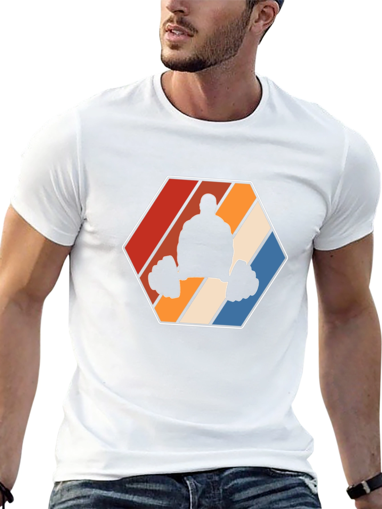 Retro Gym T-Shirt - Weightlifting Silhouette