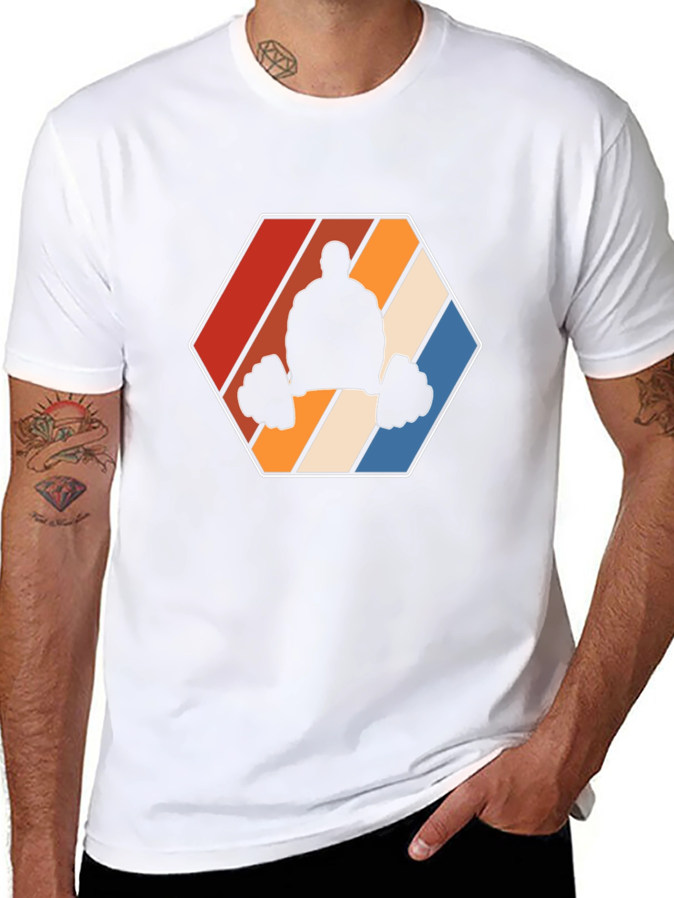 Retro Gym T-Shirt - Weightlifting Silhouette