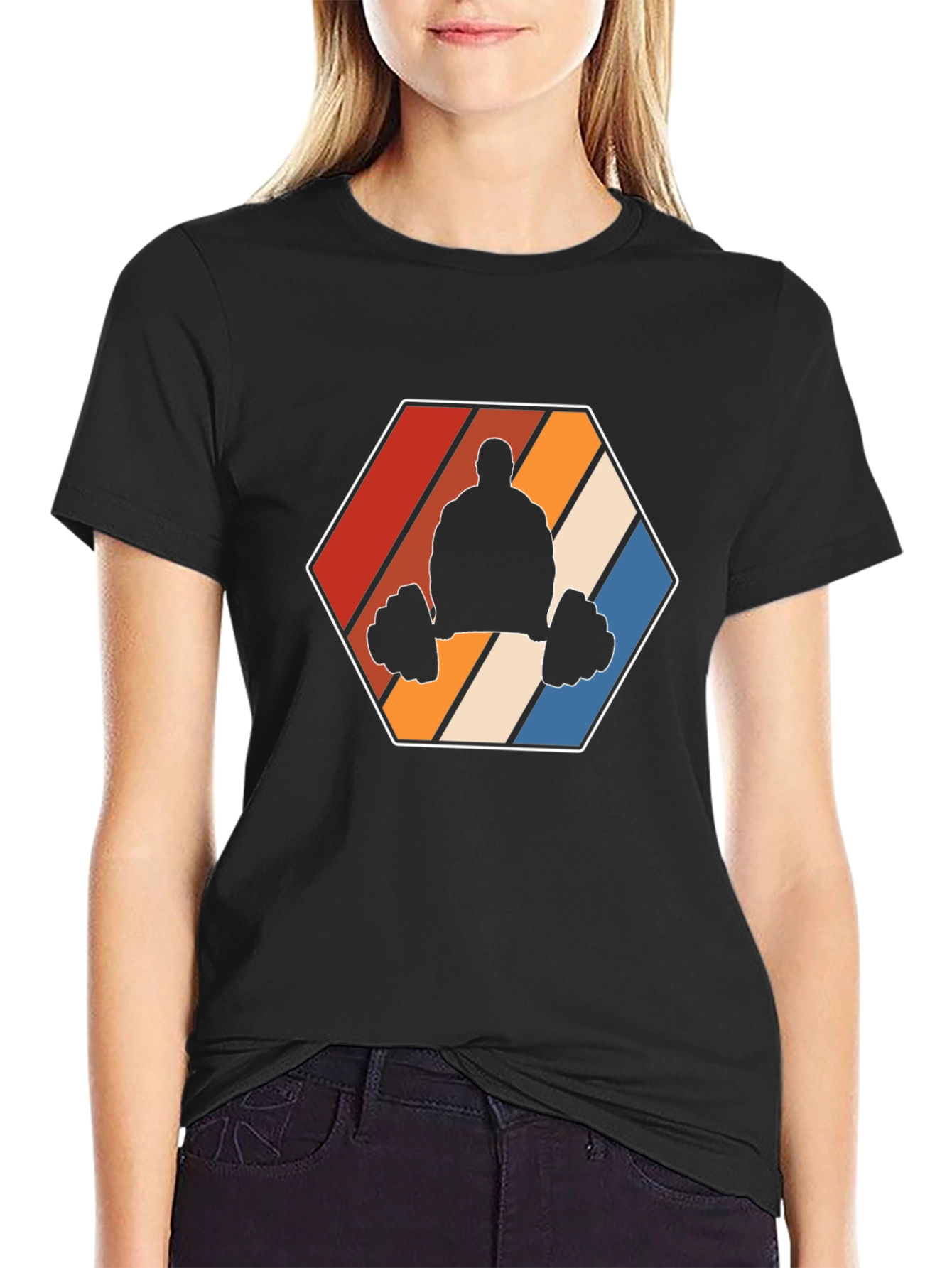 Retro Gym T-Shirt - Weightlifting Silhouette