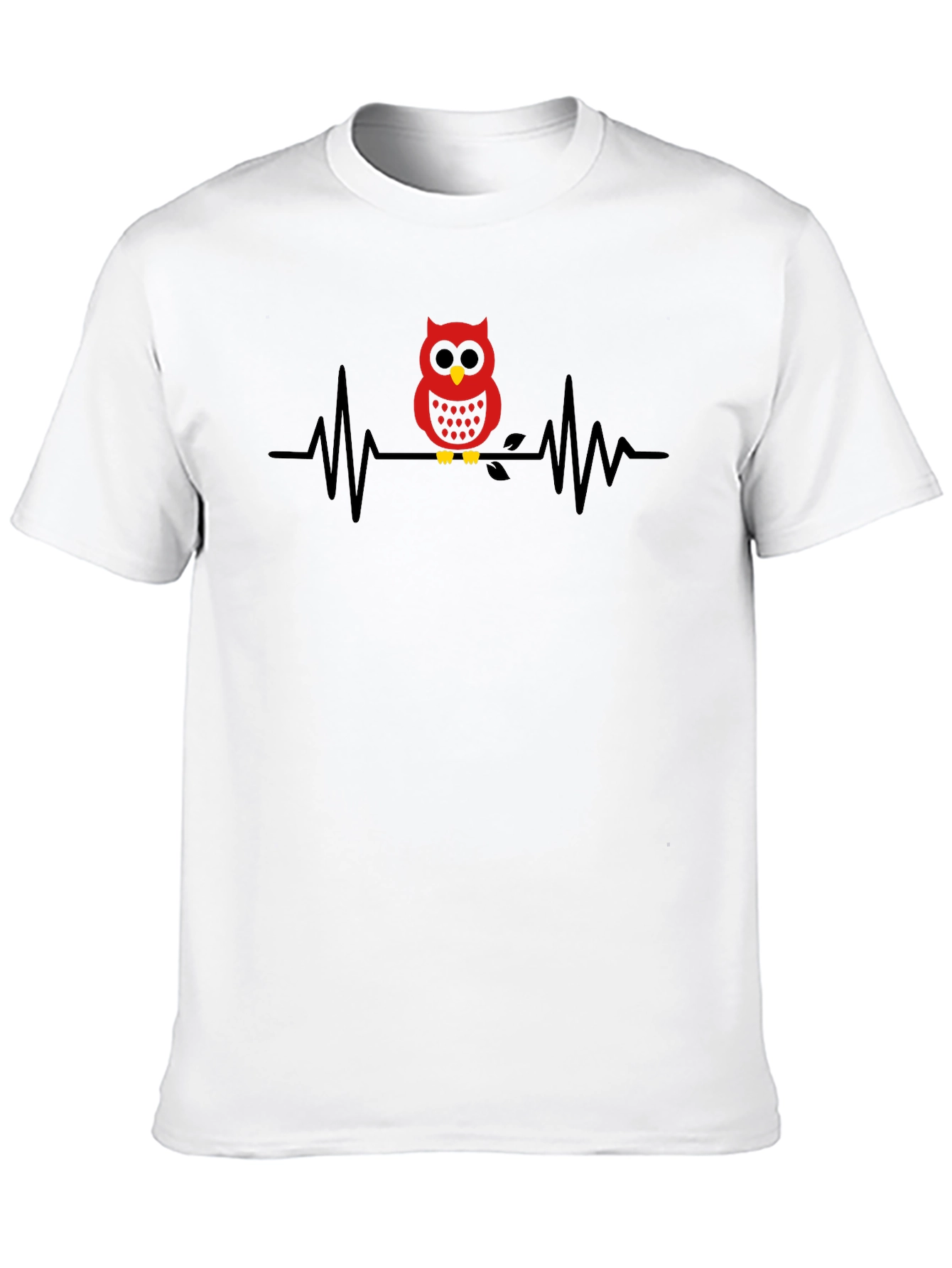 Owl Heartbeat Graphic Tee - Black