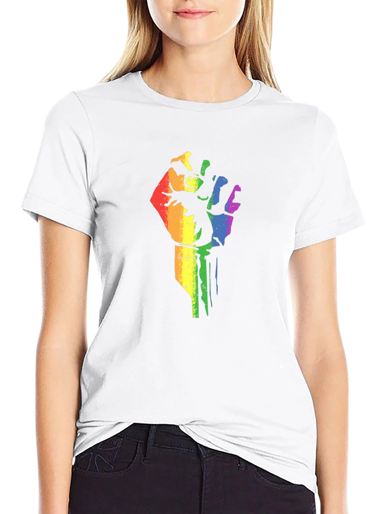 Pride Fist Graphic Tee - Black Cotton Blend