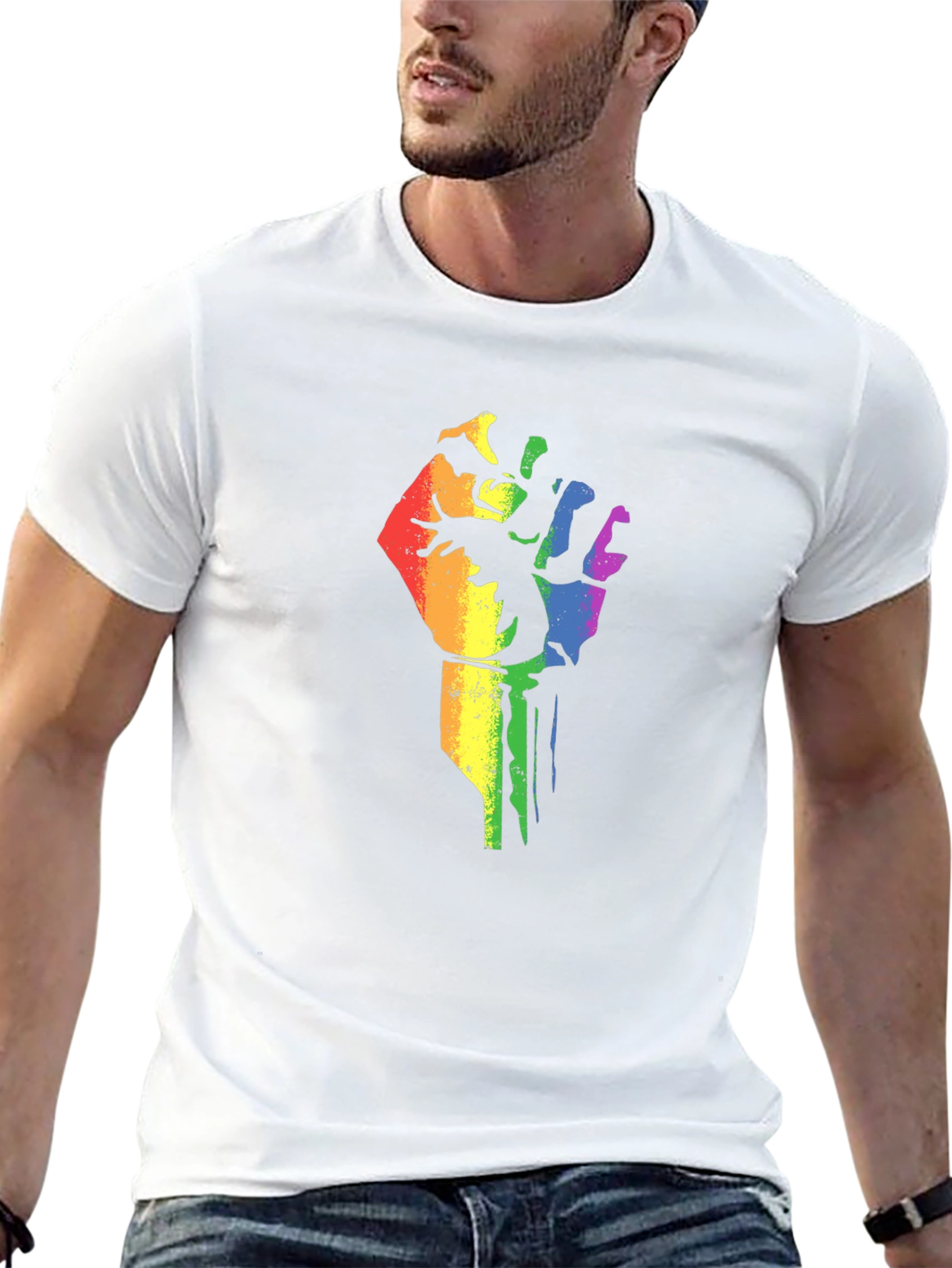 Pride Fist Graphic Tee - Black Cotton Blend