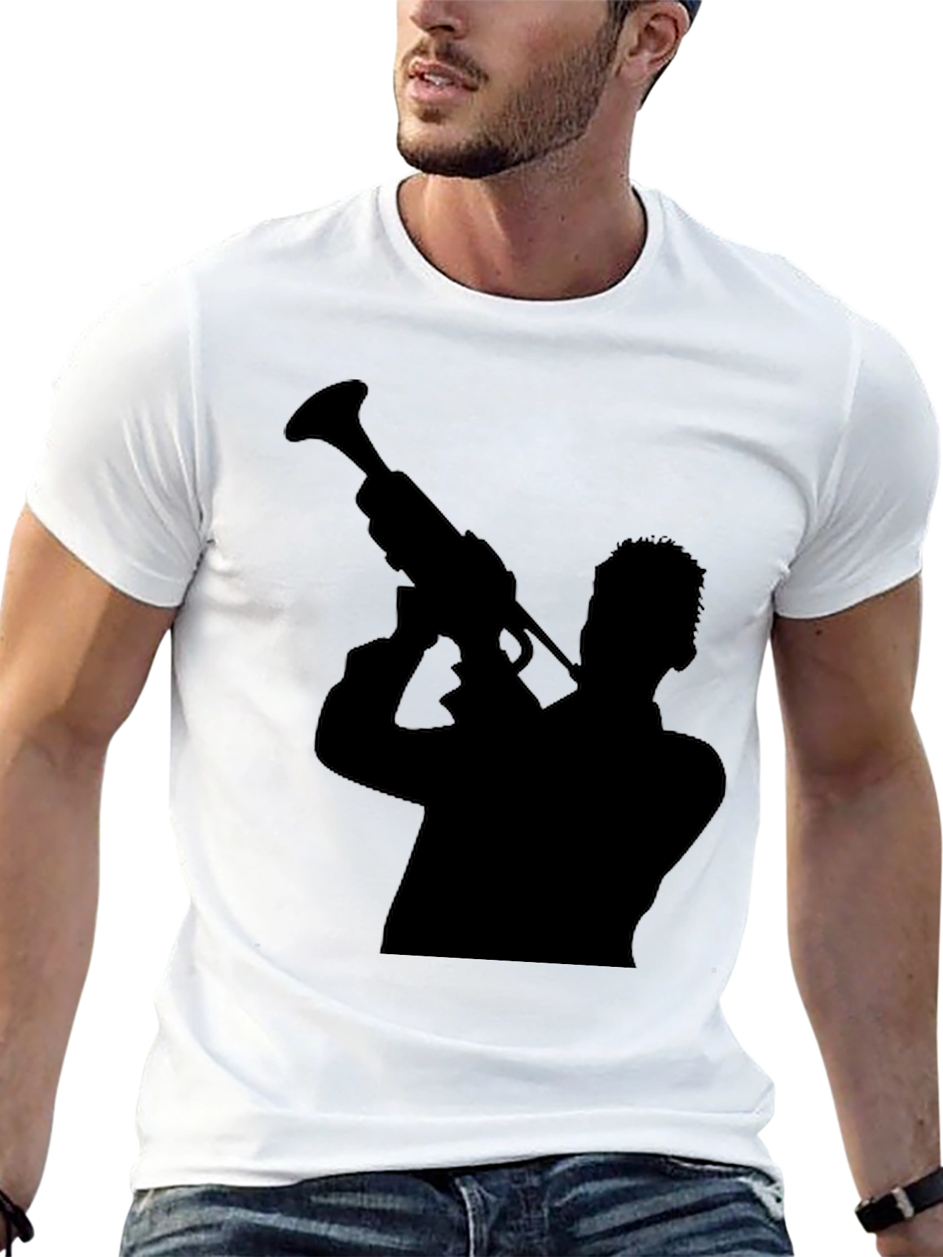 Silhouette Trumpet Player Graphic Tee - Black