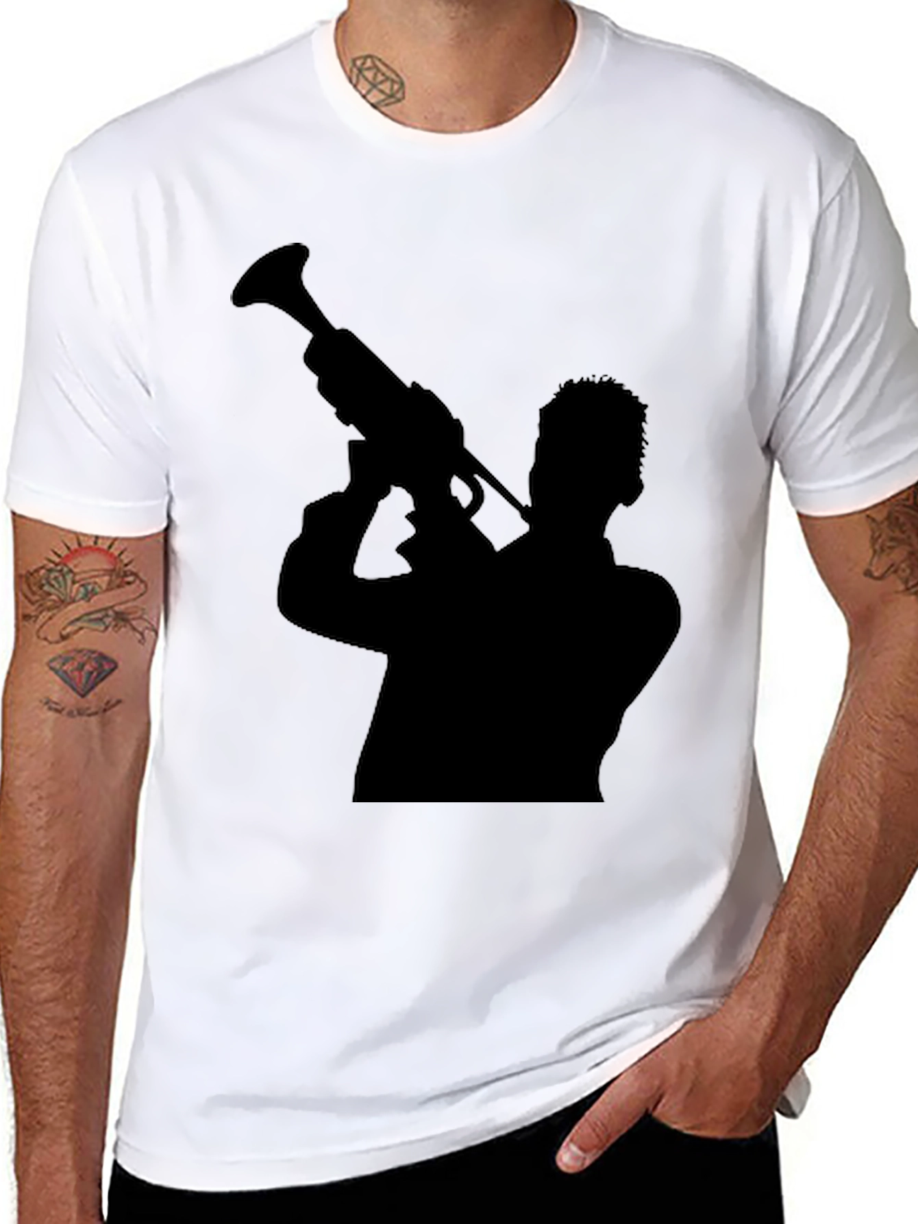 Silhouette Trumpet Player Graphic Tee - Black