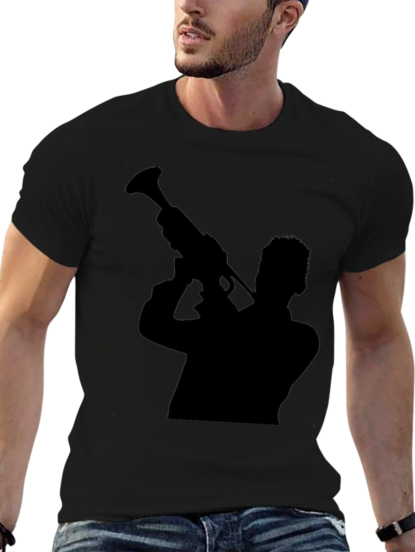 Silhouette Trumpet Player Graphic Tee - Black