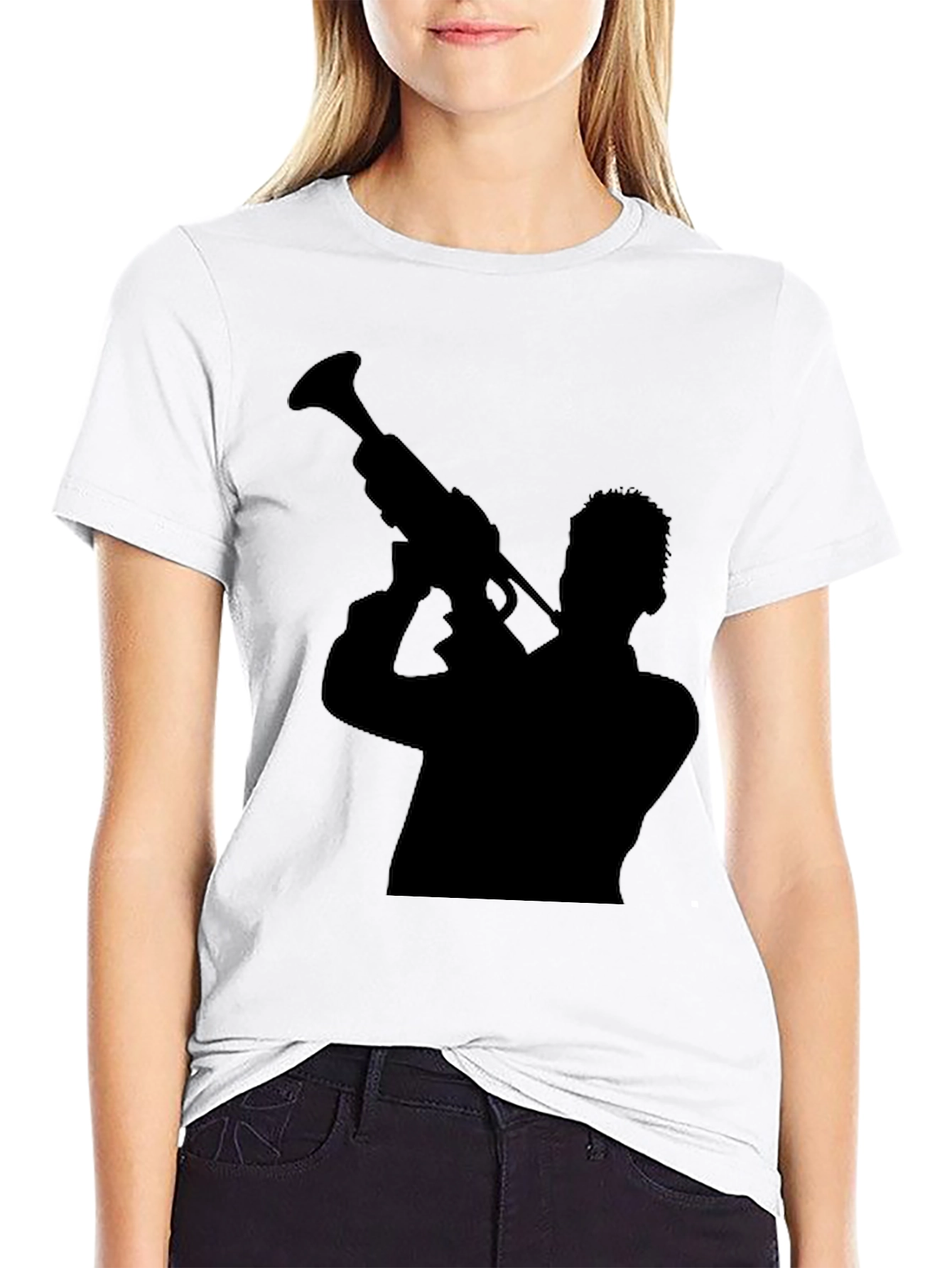 Silhouette Trumpet Player Graphic Tee - Black