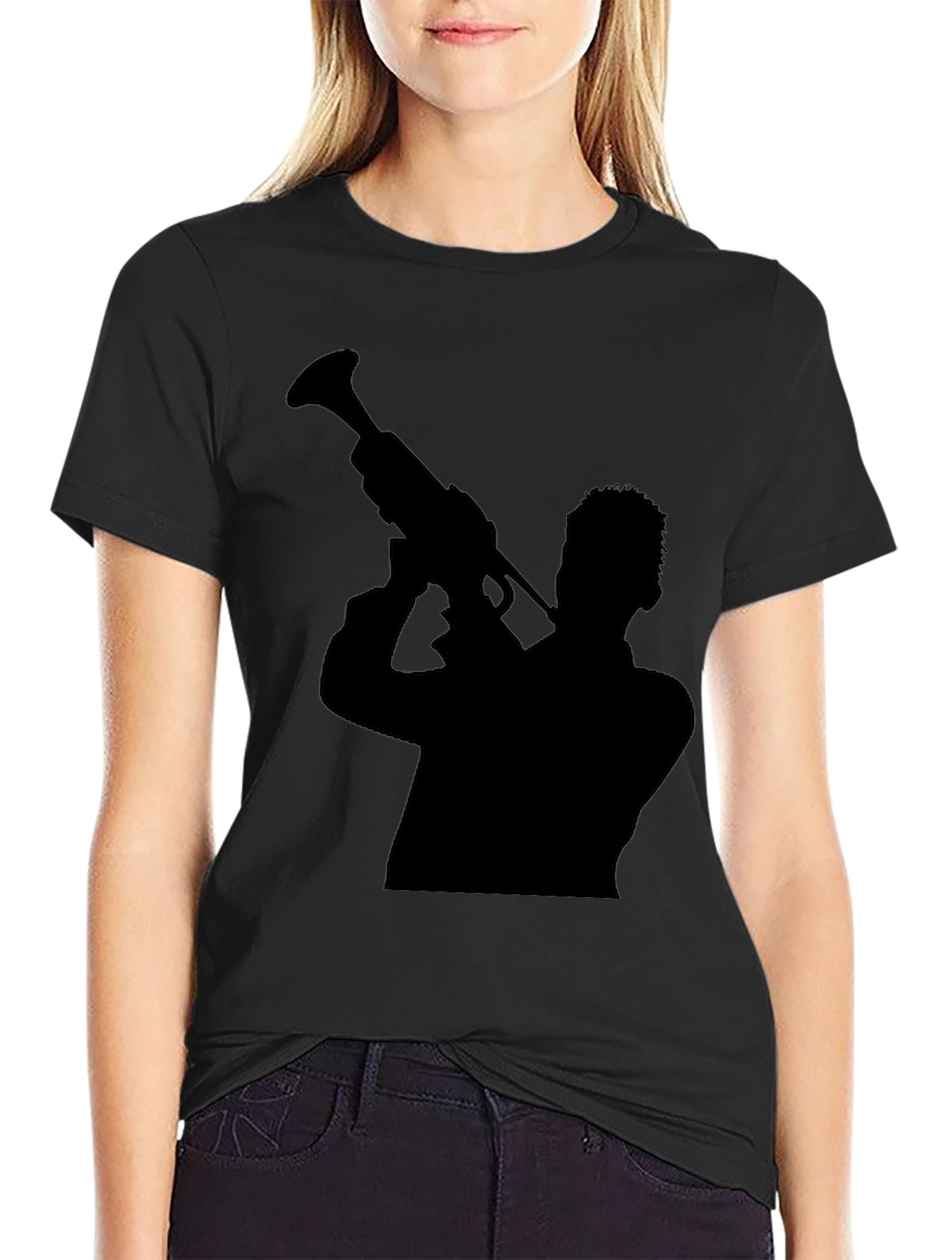 Silhouette Trumpet Player Graphic Tee - Black