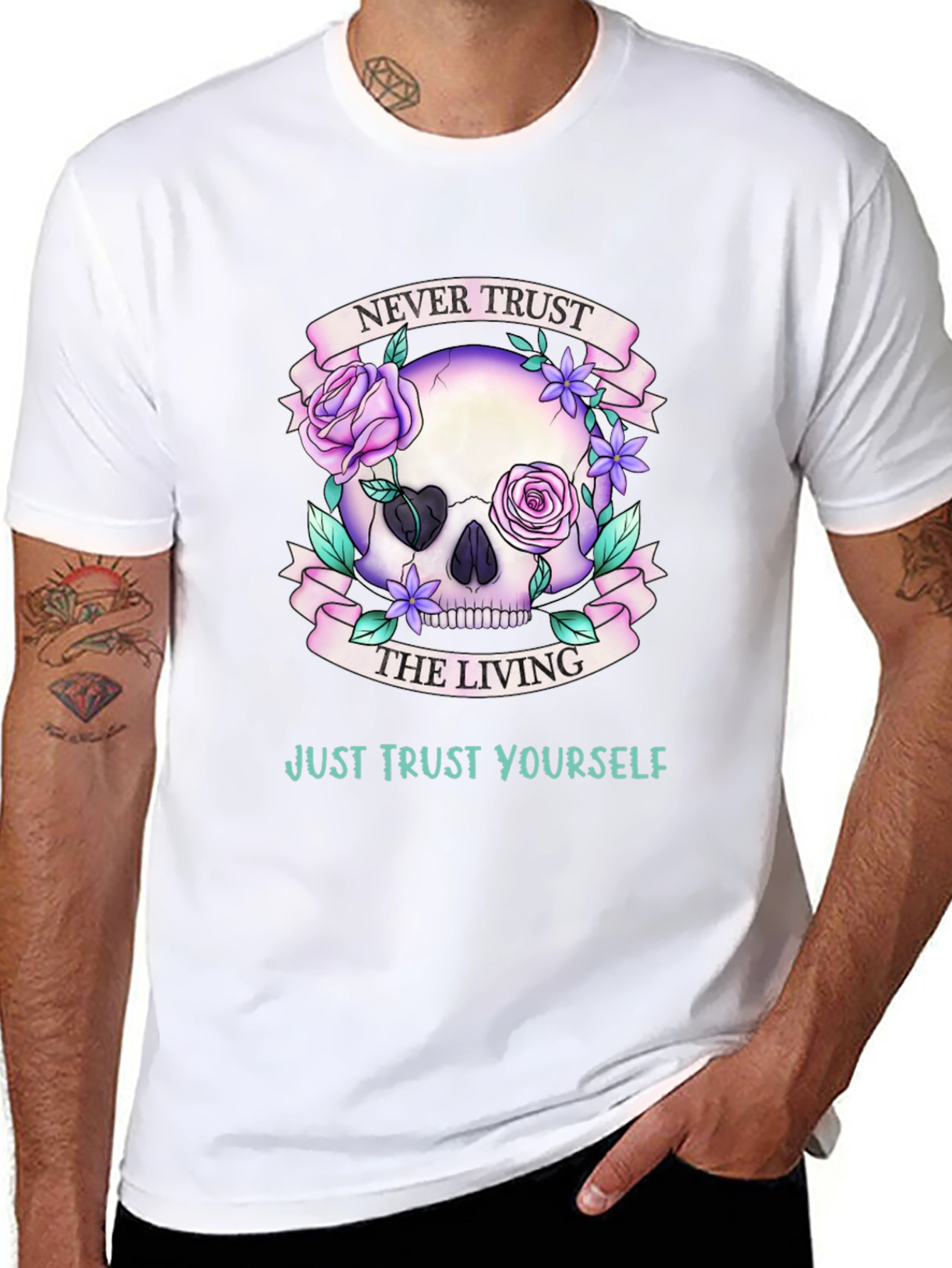 Never Trust the Living Skull Graphic T-Shirt
