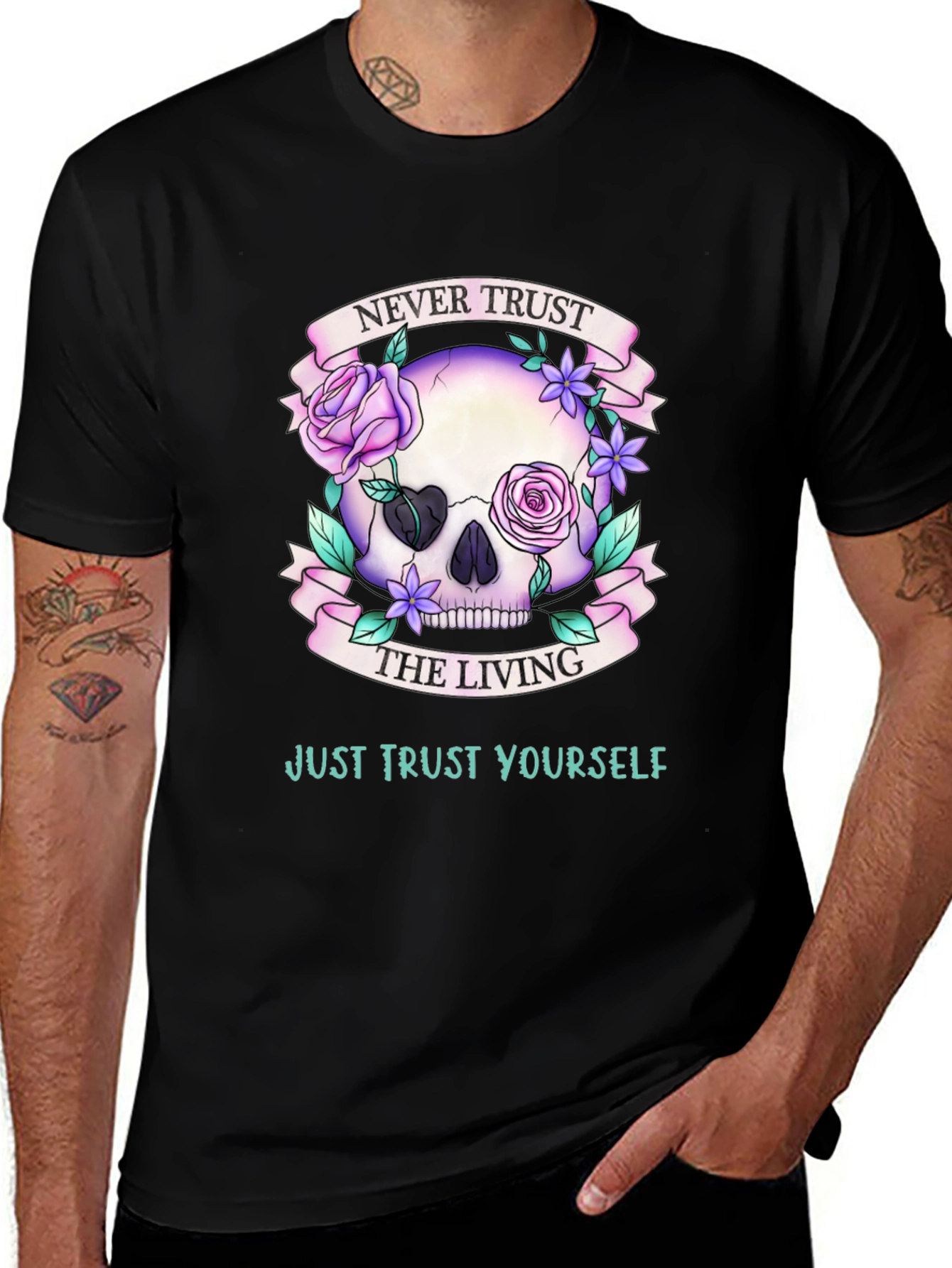 Never Trust the Living Skull Graphic T-Shirt