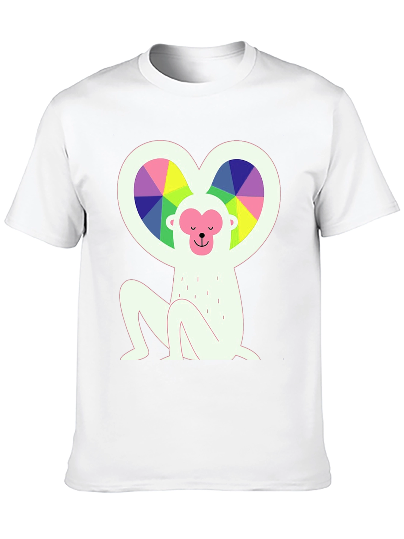 Rainbow Heart Monkey Graphic Tee - Stylish & Unique