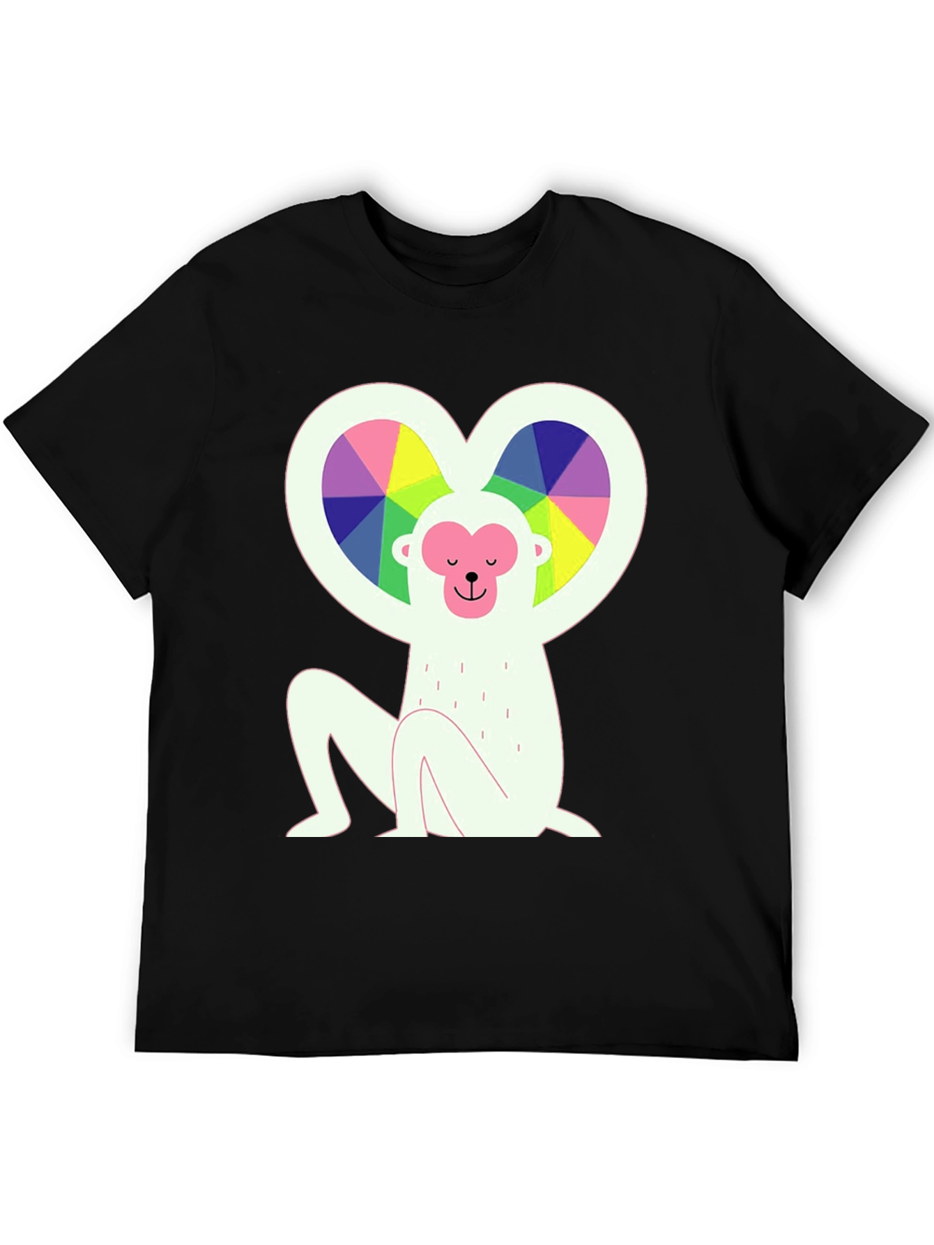 Rainbow Heart Monkey Graphic Tee - Stylish & Unique