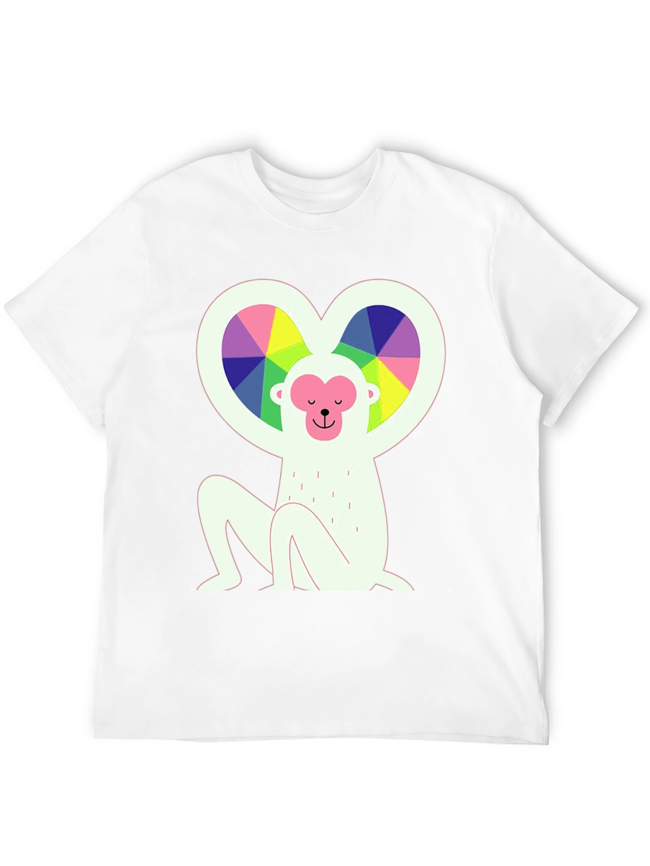 Rainbow Heart Monkey Graphic Tee - Stylish & Unique