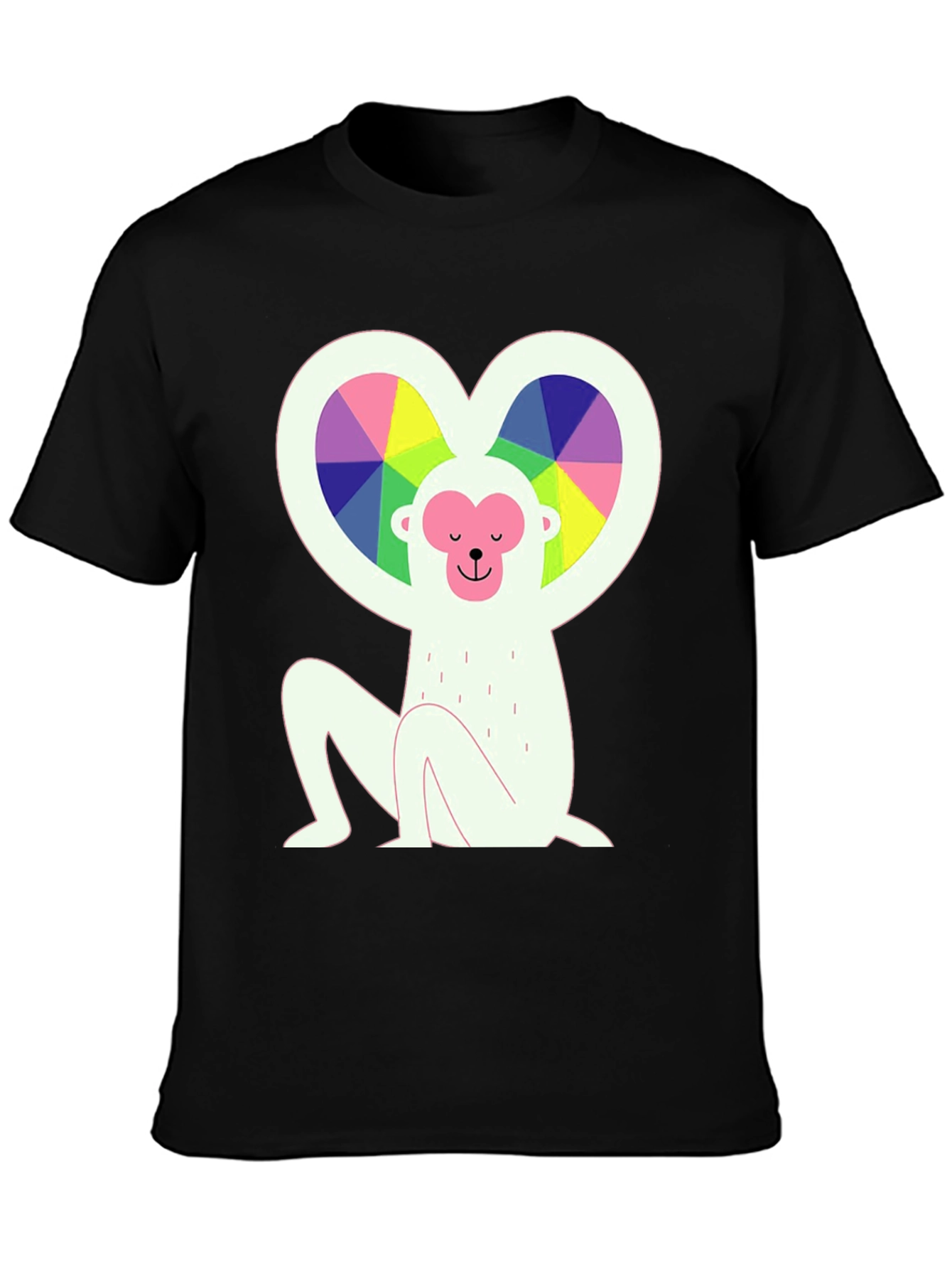 Rainbow Heart Monkey Graphic Tee - Stylish & Unique