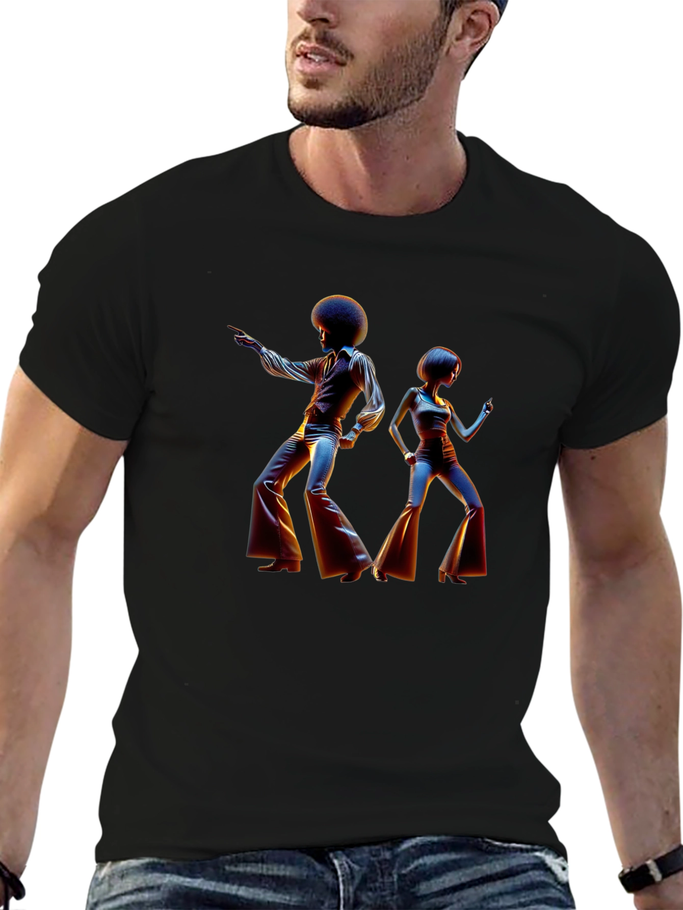 Retro Disco Dance T-Shirt - Black
