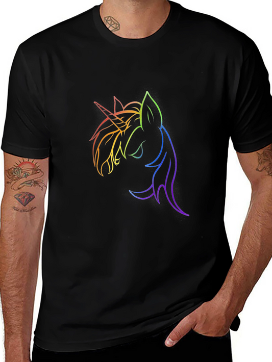 Unicorn Rainbow Line Art Graphic T-Shirt