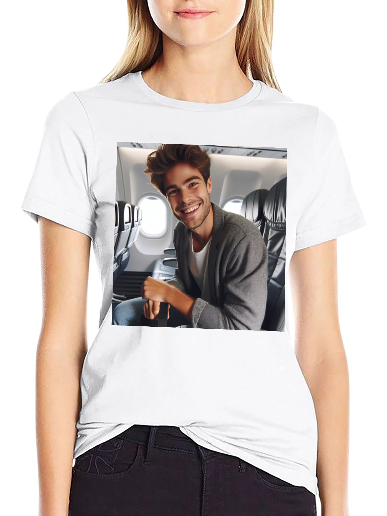 Smiling Man Airplane T-Shirt