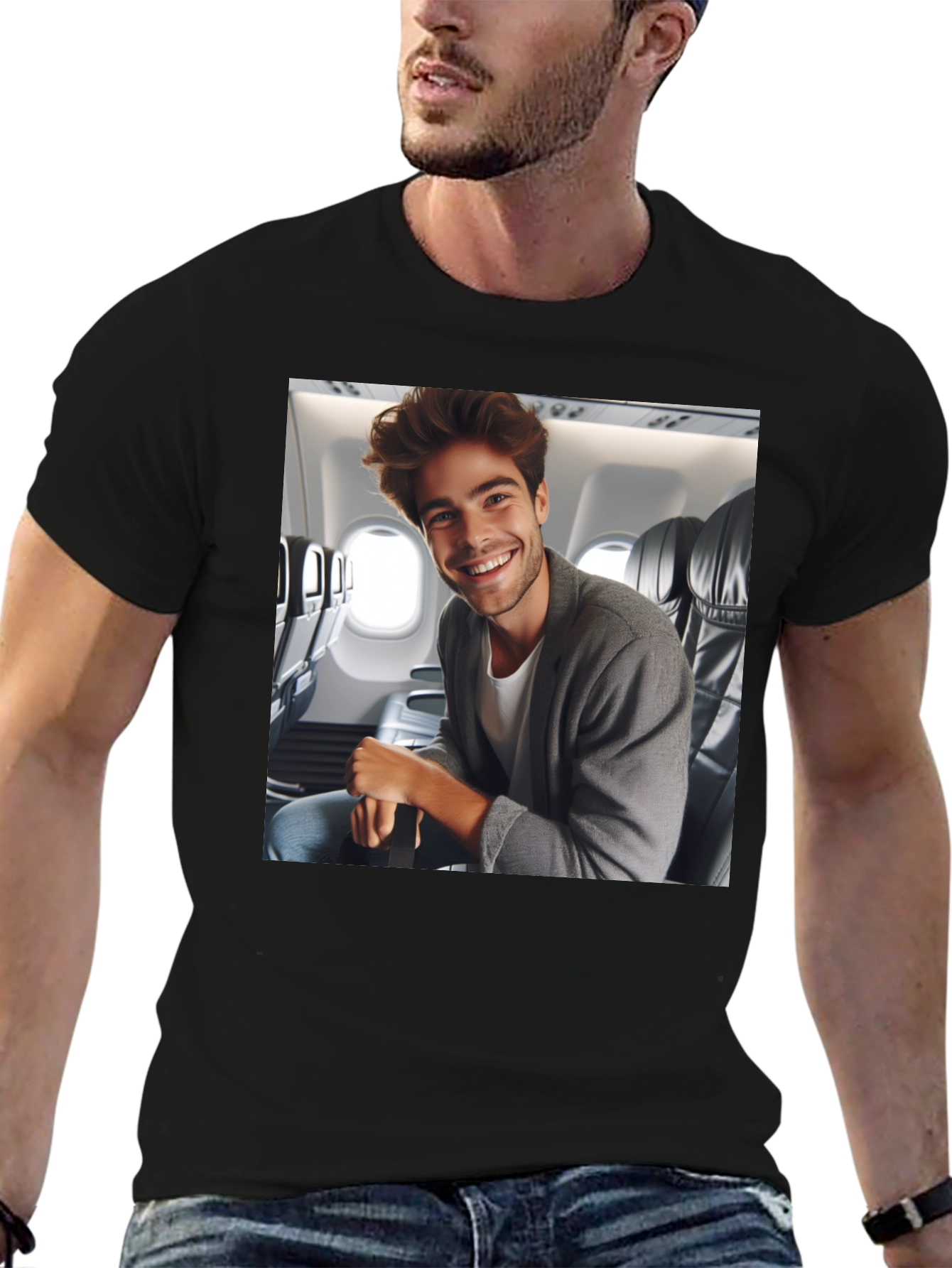 Smiling Man Airplane T-Shirt