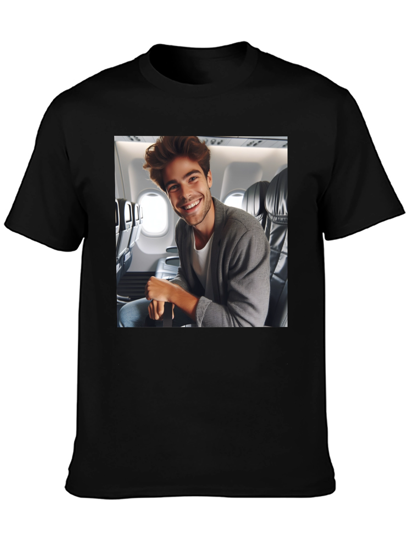 Smiling Man Airplane T-Shirt