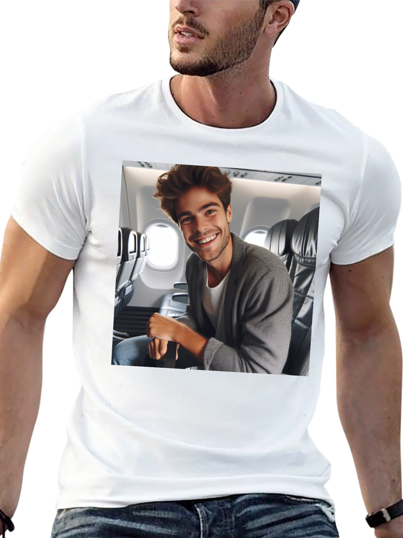 Smiling Man Airplane T-Shirt