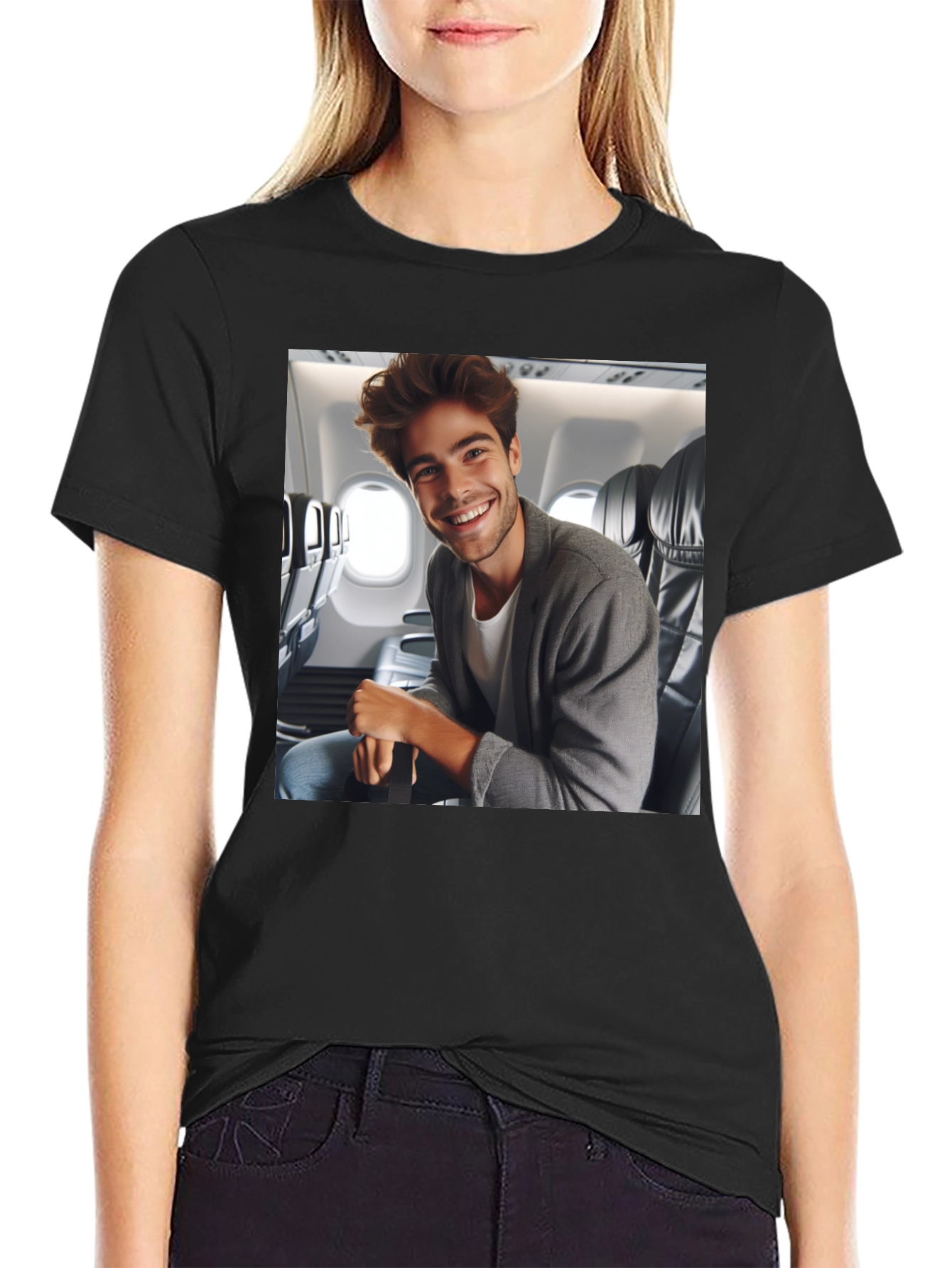 Smiling Man Airplane T-Shirt