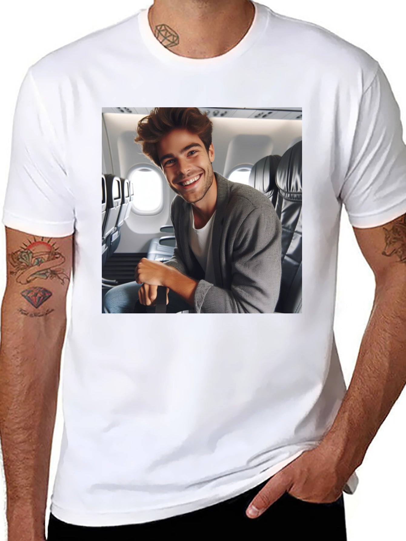 Smiling Man Airplane T-Shirt