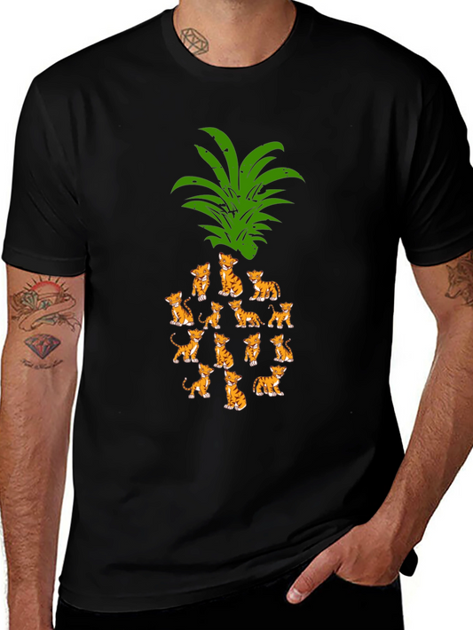 Whimsical Kitten Pineapple Graphic Tee