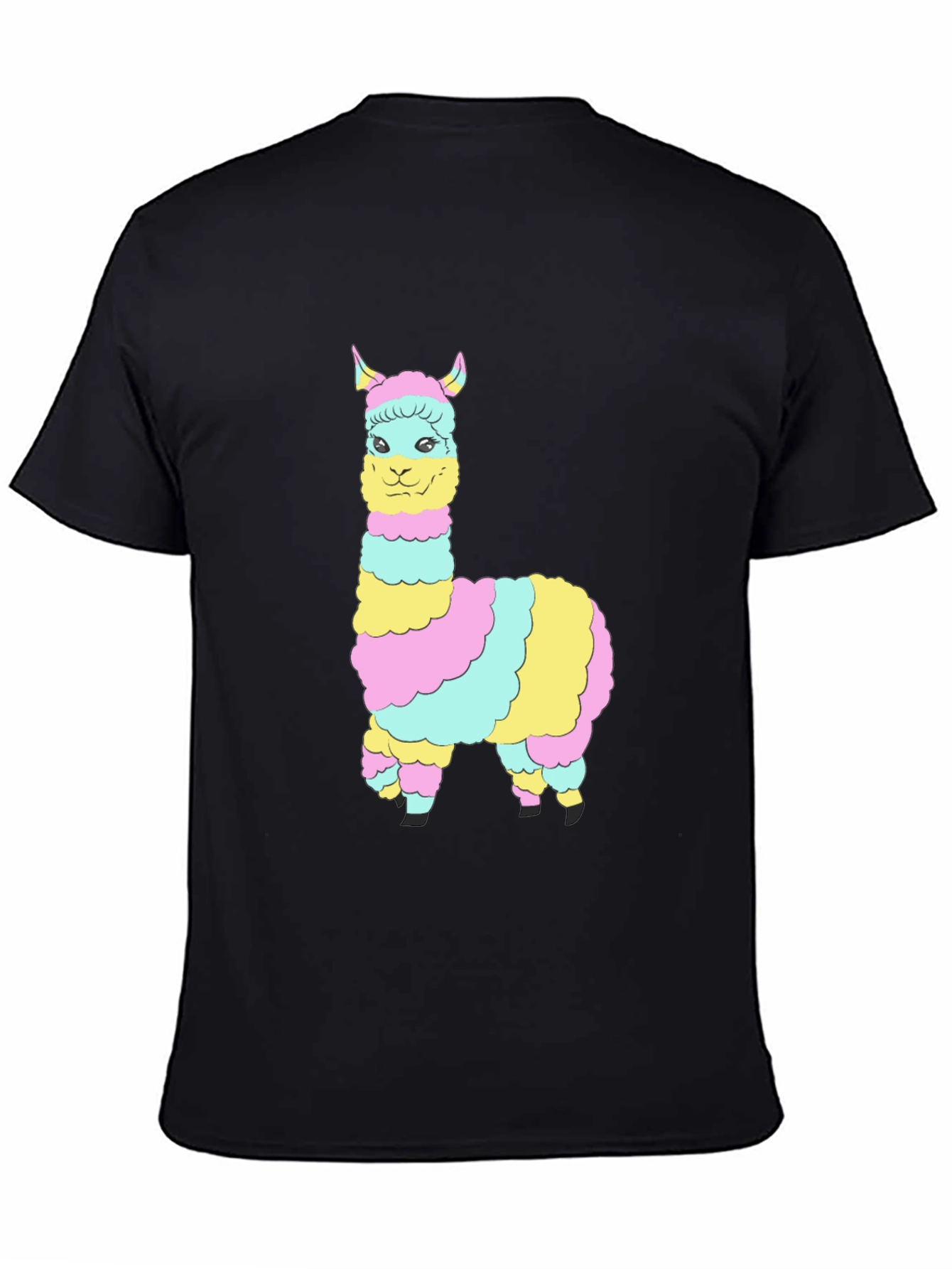 Rainbow Llama Graphic Tee - Mens Black T-Shirt