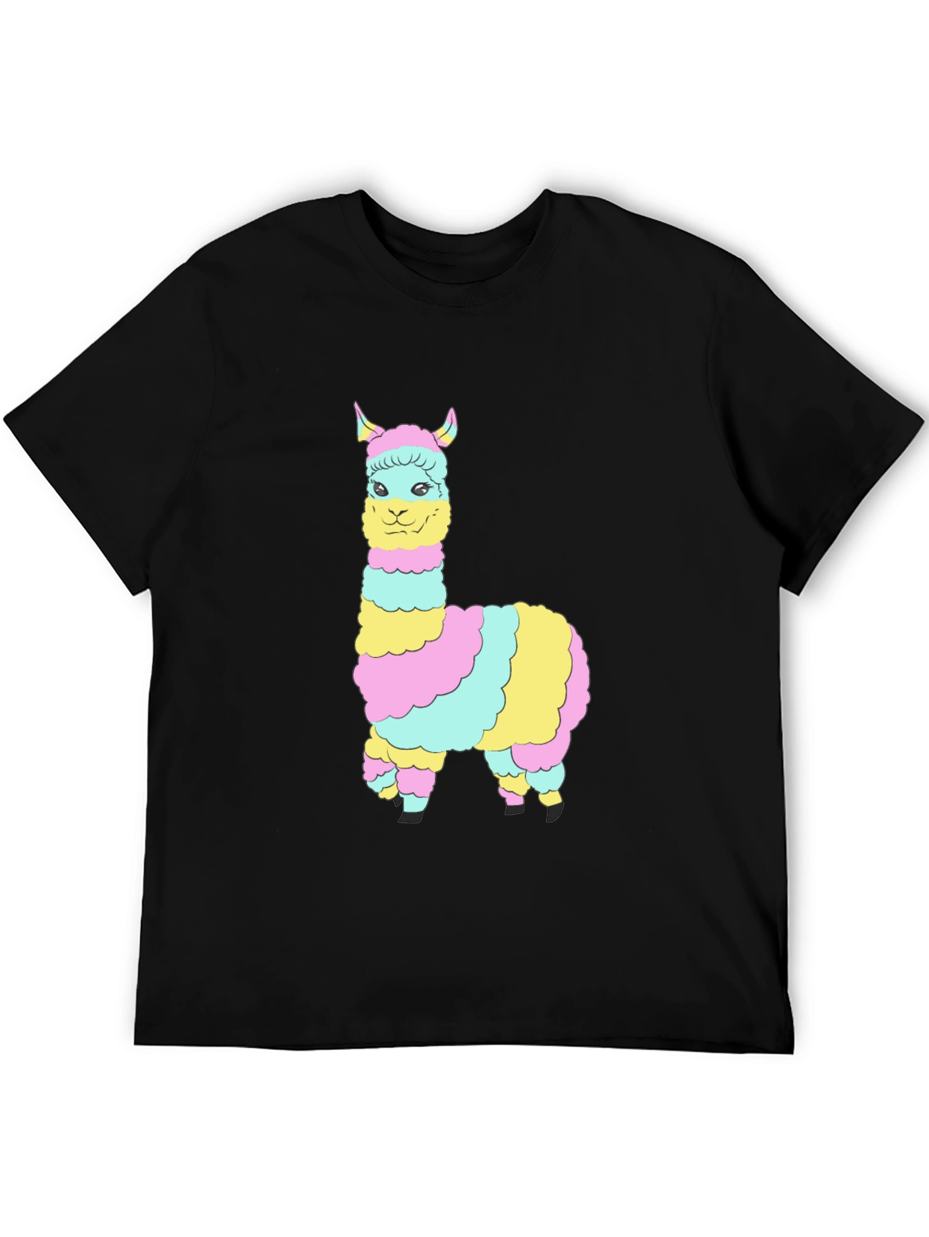 Rainbow Llama Graphic Tee - Mens Black T-Shirt