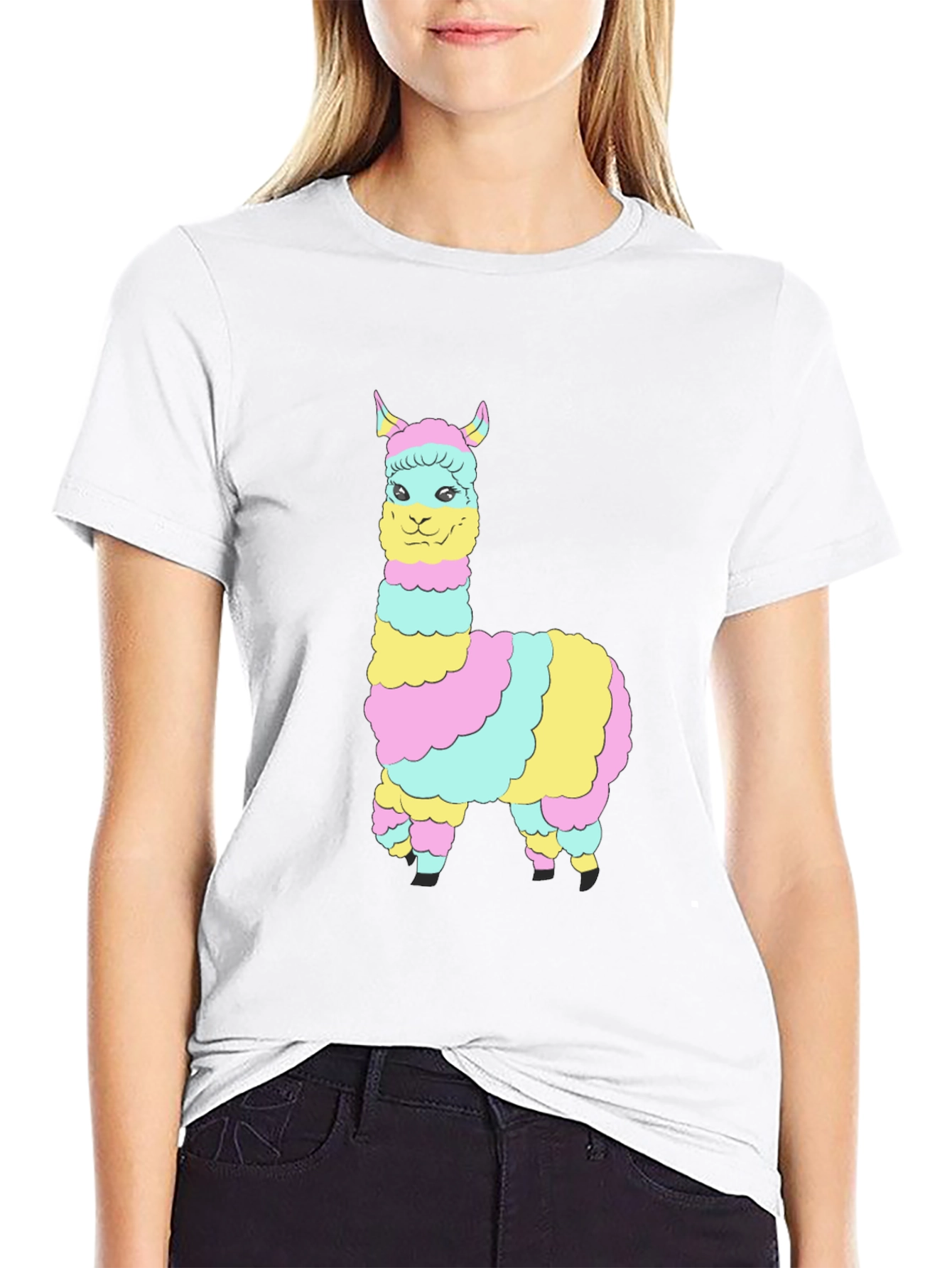 Rainbow Llama Graphic Tee - Mens Black T-Shirt