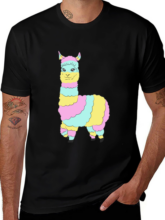 Rainbow Llama Graphic Tee - Mens Black T-Shirt