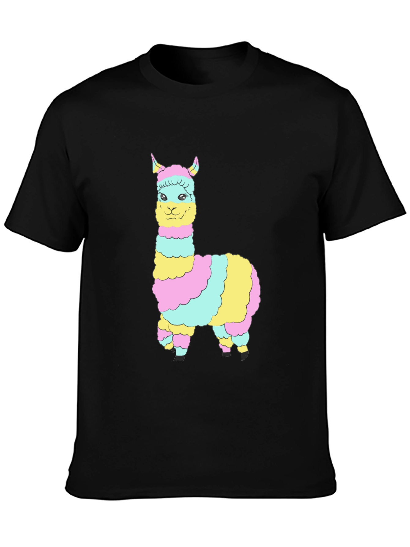Rainbow Llama Graphic Tee - Mens Black T-Shirt