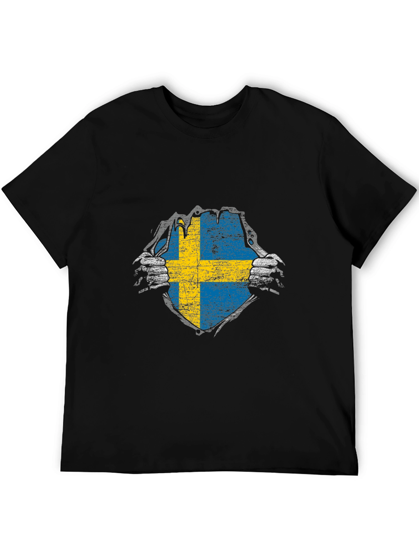 Sweden Flag T-Shirt - Ripped Patriotic Design