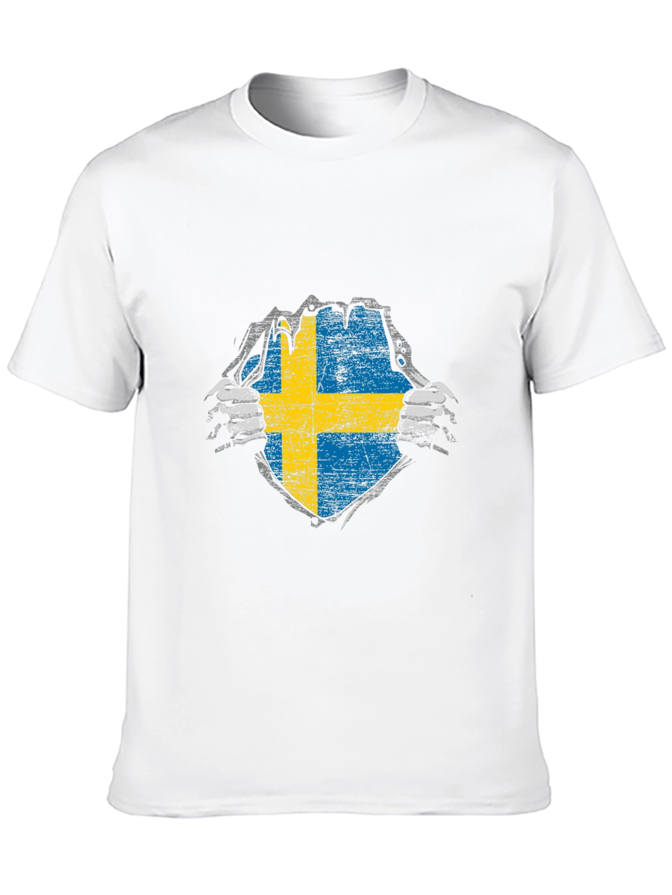 Sweden Flag T-Shirt - Ripped Patriotic Design