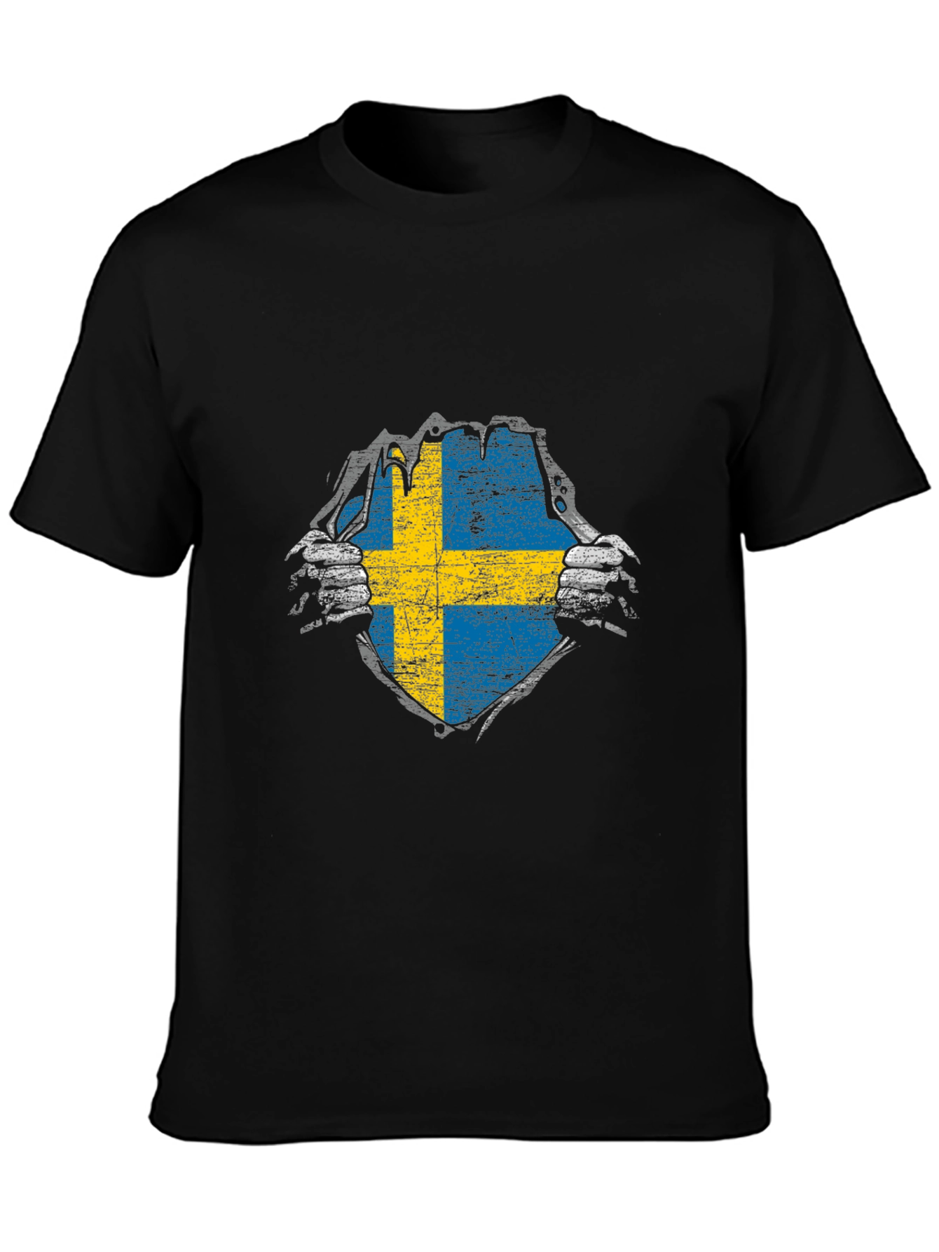 Sweden Flag T-Shirt - Ripped Patriotic Design